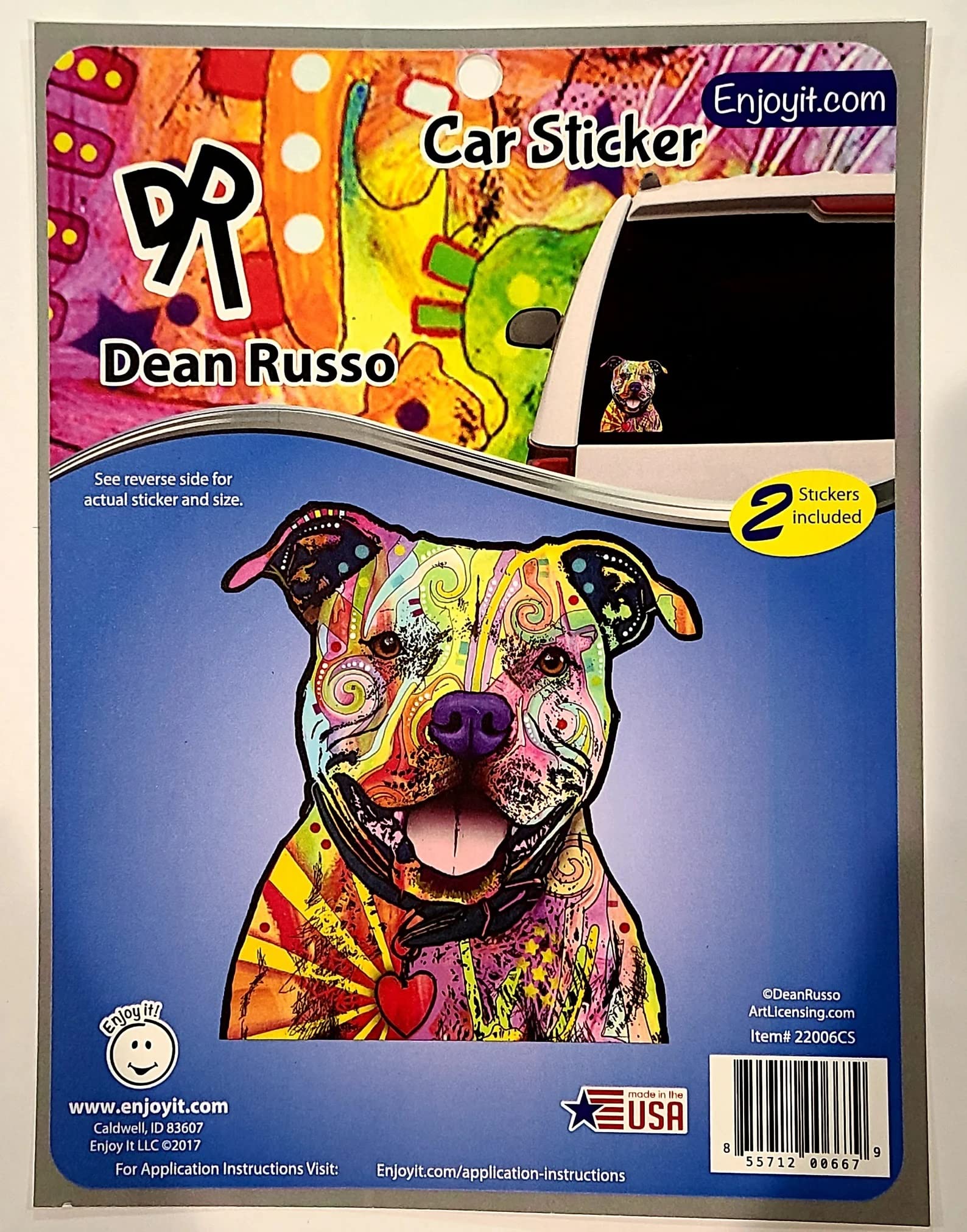 Enjoy It Dean Russo Pit Bull Car Stickers, Outdoor Rated Vinyl Sticker Decal For Windows, Bumpers, Laptops Or Crafts