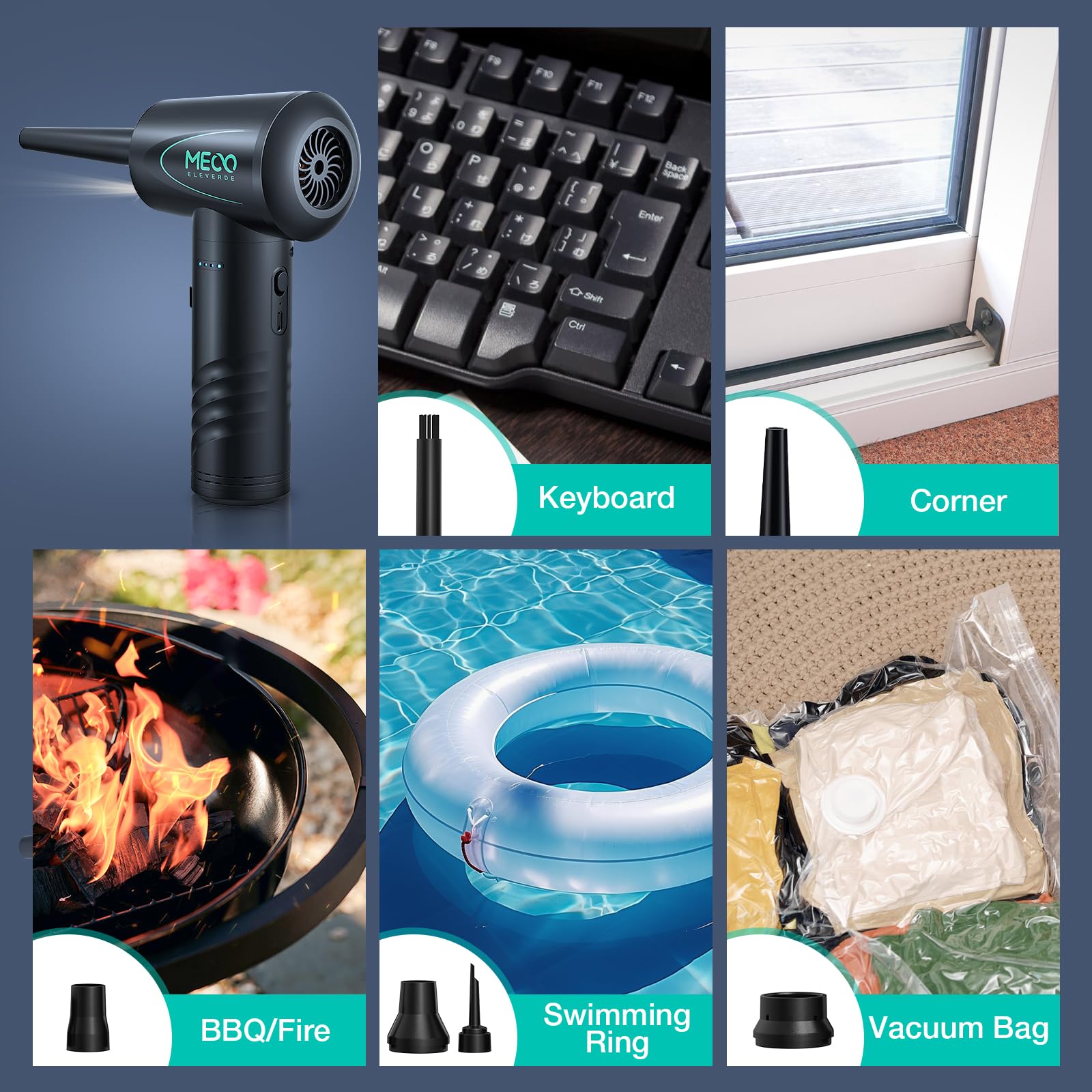 Meco Eleverde Compressed Air Duster Electronics, 100000Rpm Air Blower, Electric Air Duster For Computer Keyboard Cleaner Pc Home