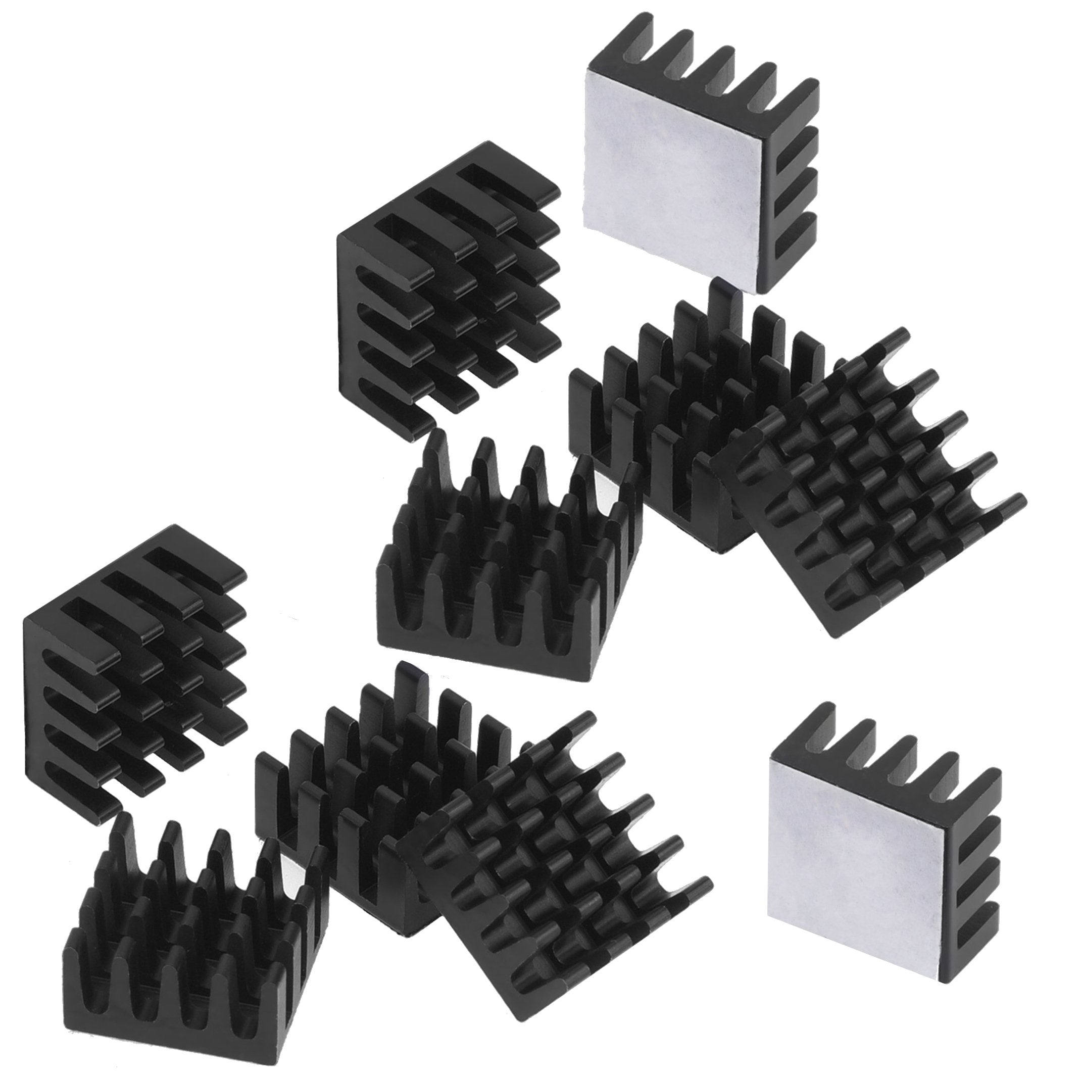 Easycargo 10Pcs 14Mm Heatsink 14X14X7Mm + Pre Applied 3M 8810 Thermal Conductive Adhesive Tape For Cooling Cooler Gpu Chips Vram Vga Vram Ram (14Mmx14Mmx7Mm) (Black 14Mm)