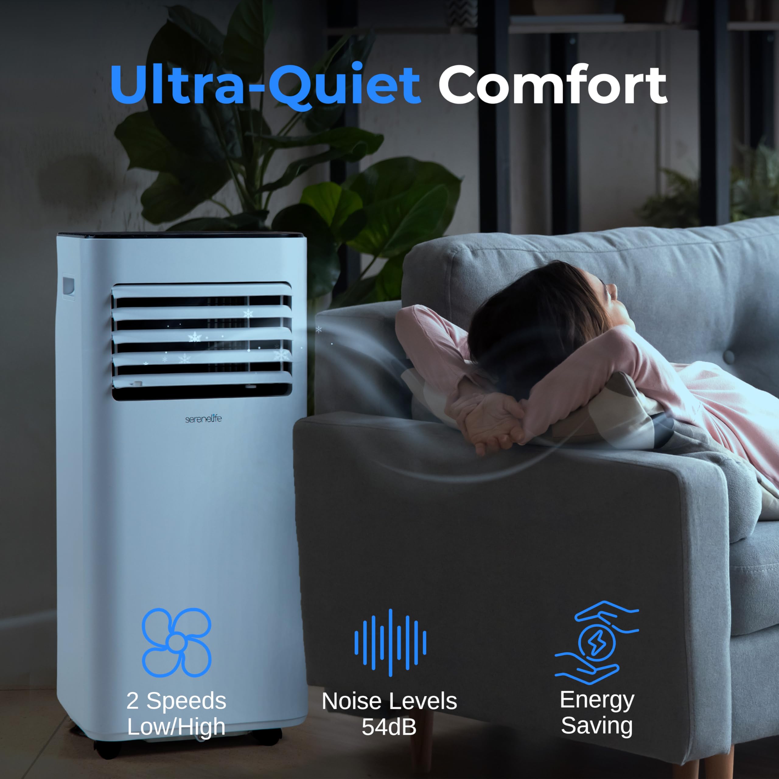 Serenelife Portable Conditioner, 8000 Btu 3-In-1 Compact Standing Air Conditioner For Rooms Up To 300 Sq. Ft., Energy Efficient
