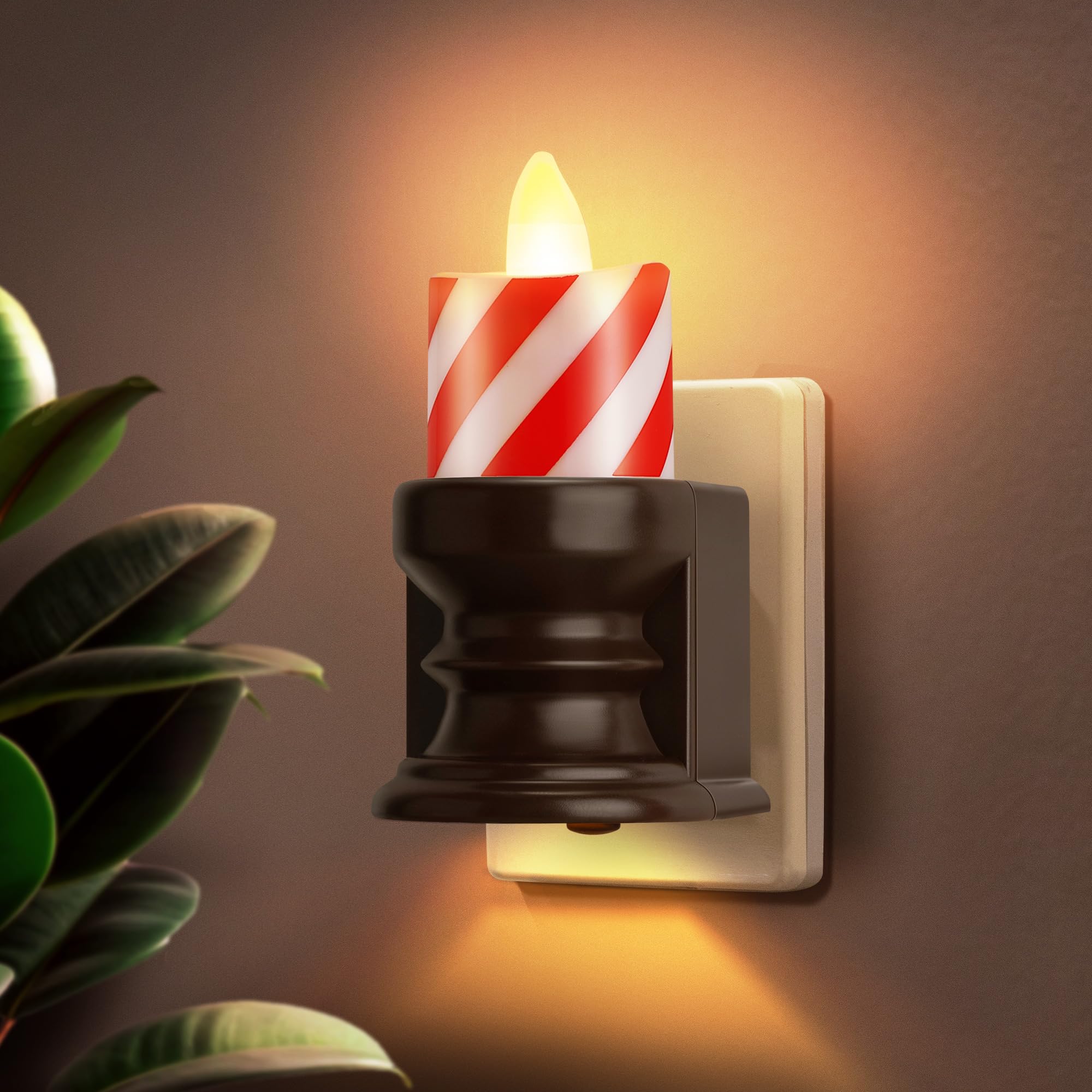 Meonum Flameless Candle Night Light, Dimmable Night Light Plug In Wall, Led Candle Light With Light Sensor, Nightlight With Dusk