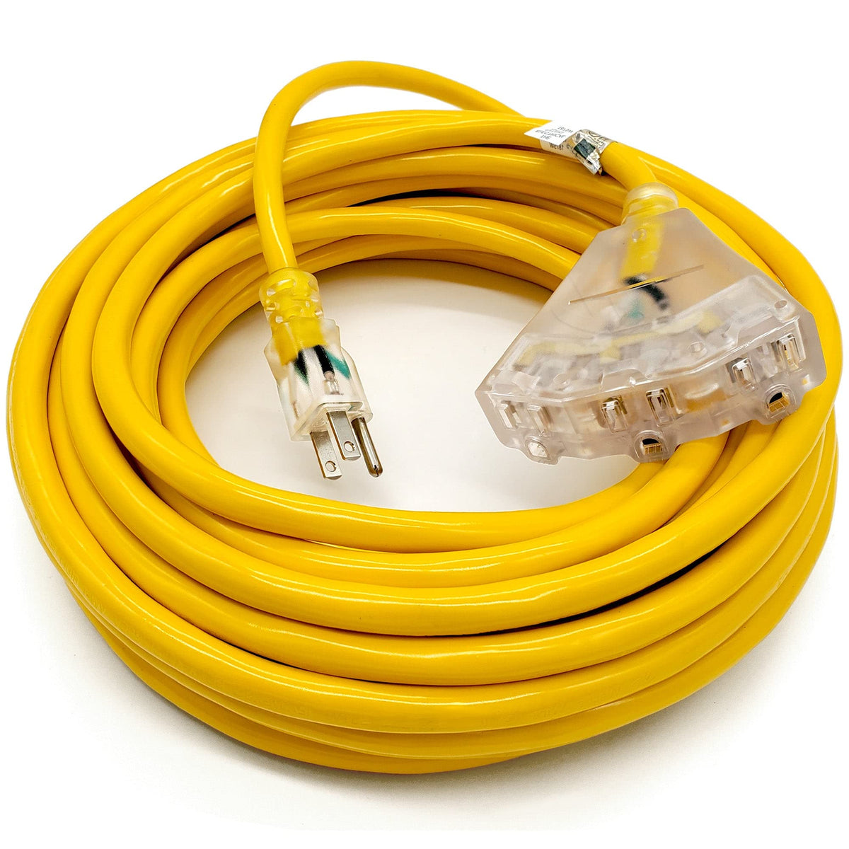 50 Ft 123 Heavy Duty 3 Outlet Lighted Sjtw Indooroutdoor Yellow Extension Cord By Watts Wire   50 12 Gauge Grounded 15 Amp Power