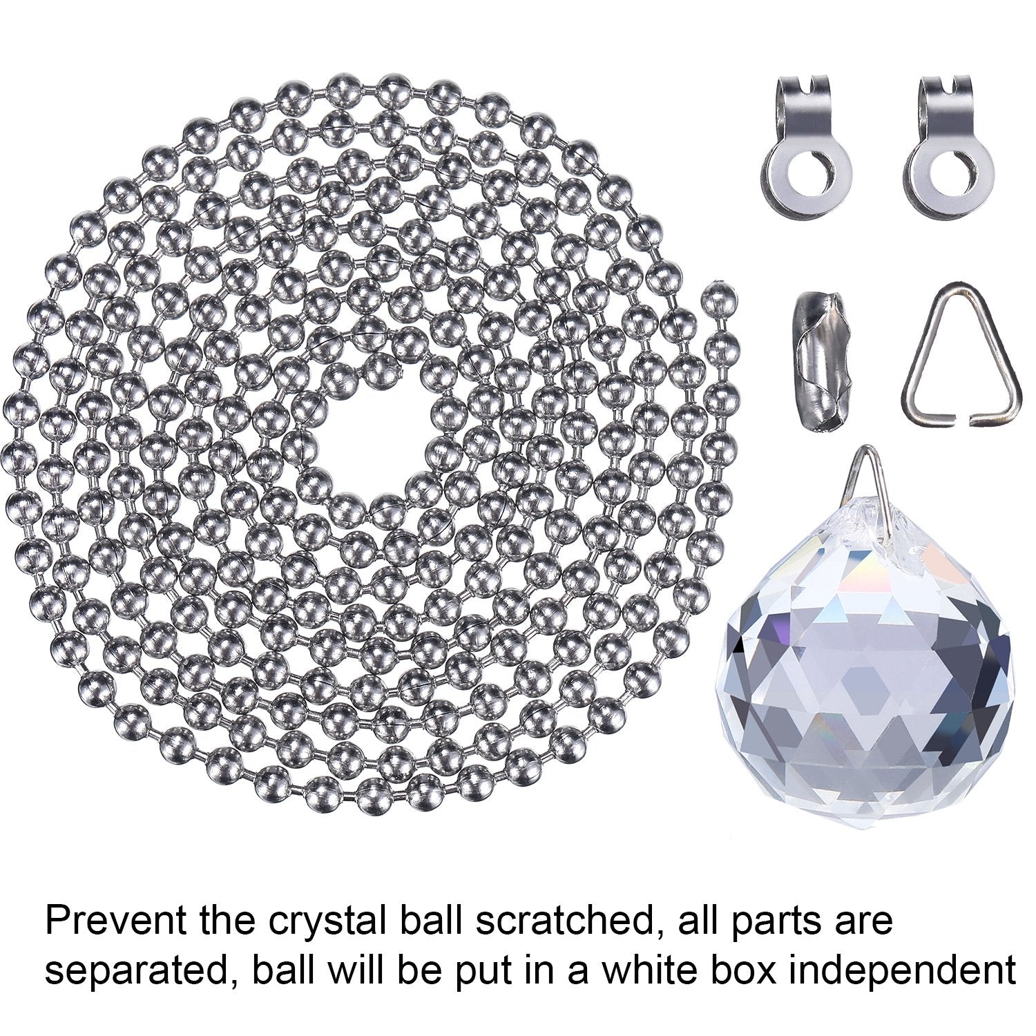 Hestya 2 Sets Clear Crystal Pull Chain Extension With Connector For Ceiling Light Fan Chain, 1 Meter Length Each (Style A)