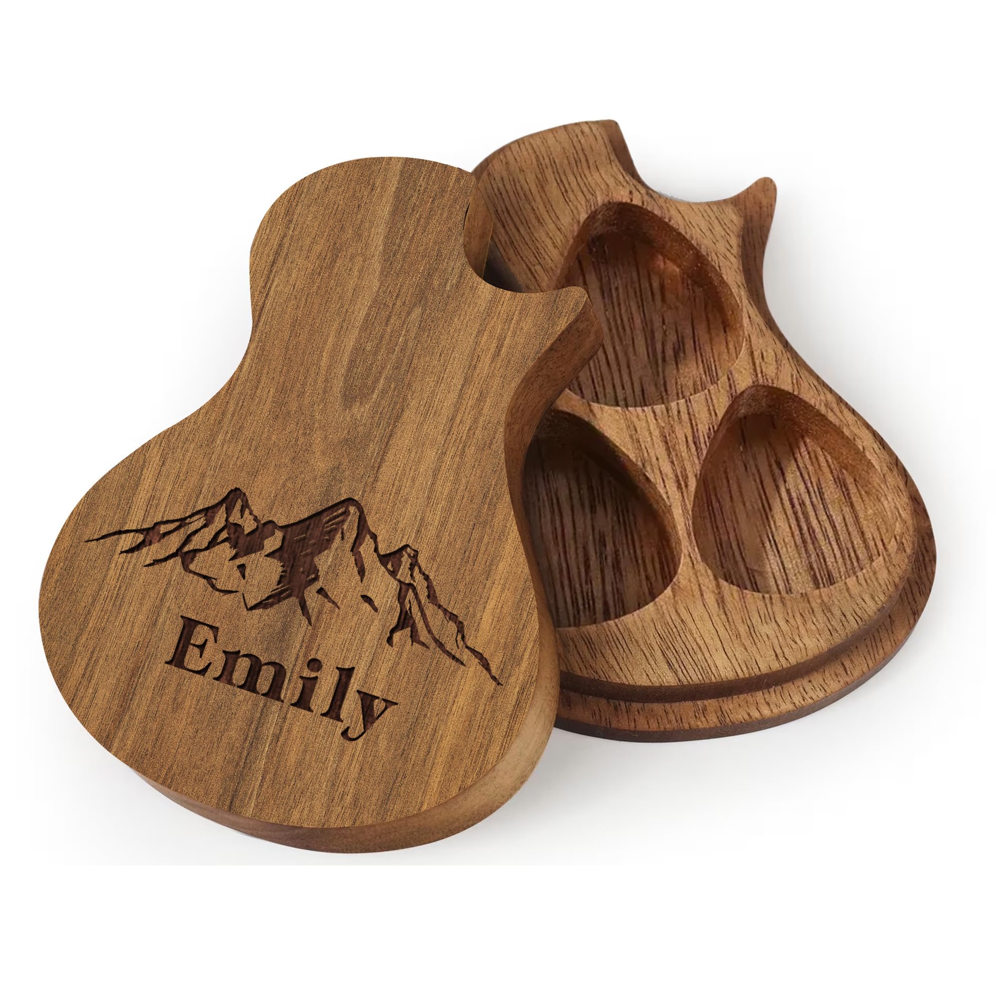 Personalized Guitar Pick Holder Engraved Wooden Guitar Picks Holder Custom Guitar Pick Case Box Gifts For Men Him Birthday Valen