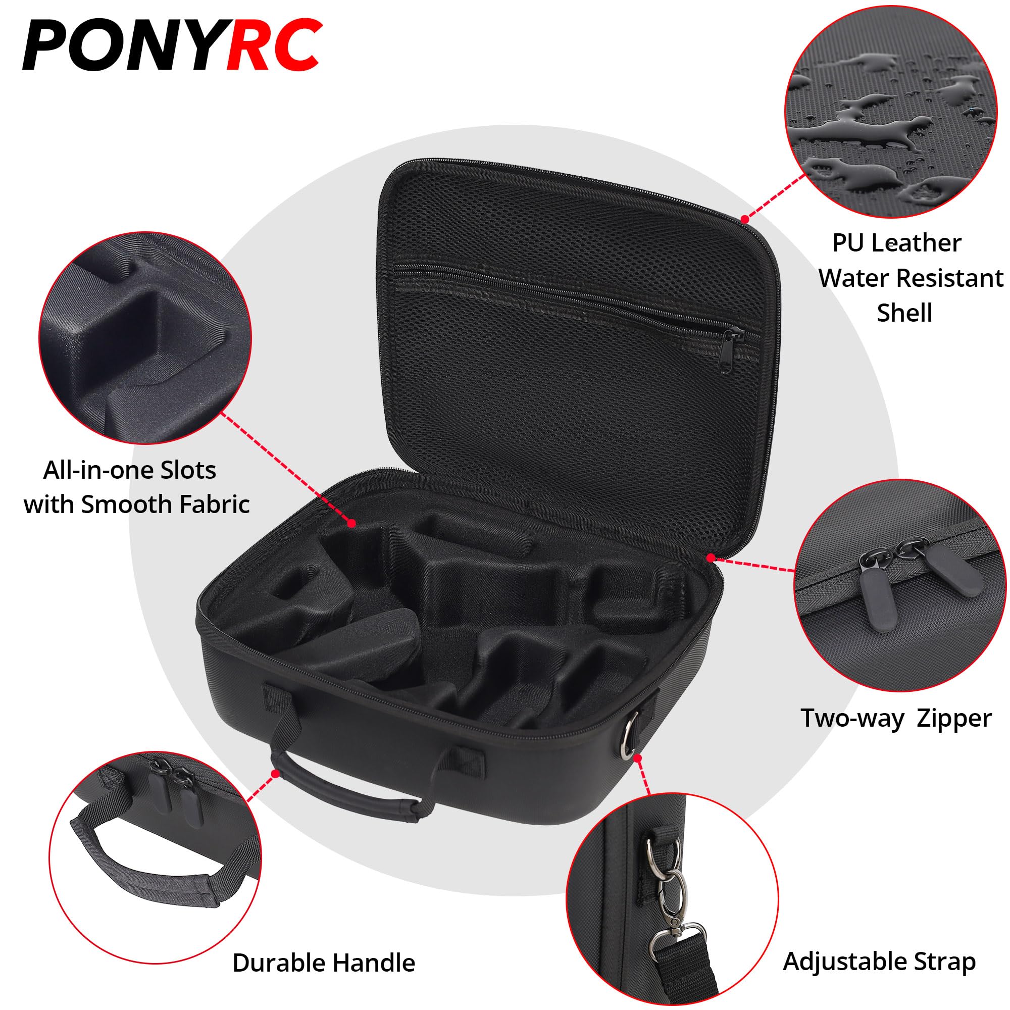 Ponyrc Rs 3 Mini Case, Waterproof Storage Shoulder Bag Travel Carrying Case For Dji Rs 3 Mini/Rs 3 Mini Creator Combo,3 Axis Gim
