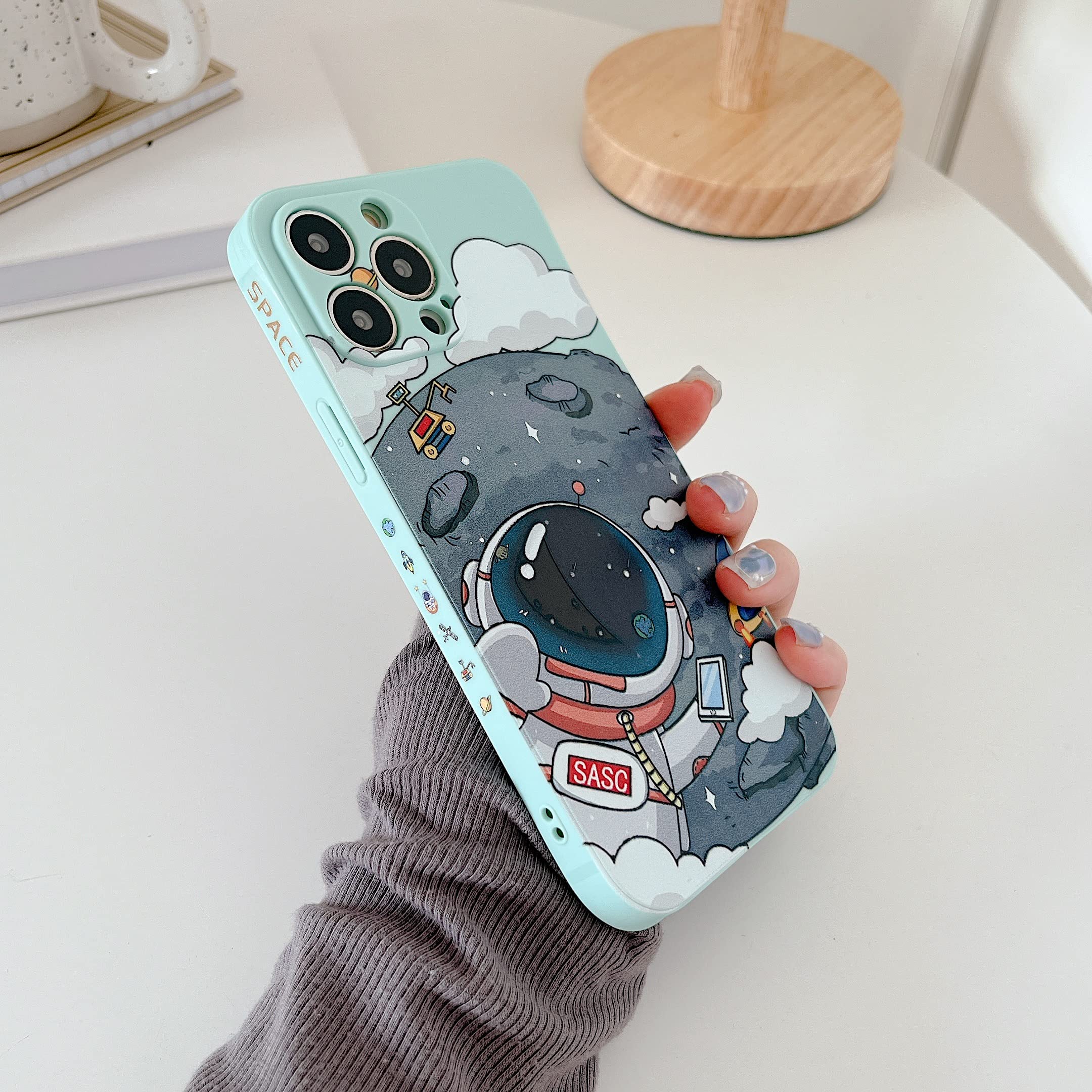 Yonds Queen For Iphone 12 Pro Cute Case, Cool Cartoon Astronaut Planet Moon Space Design Stylish Soft Tpu Bumper Shockproof Anti