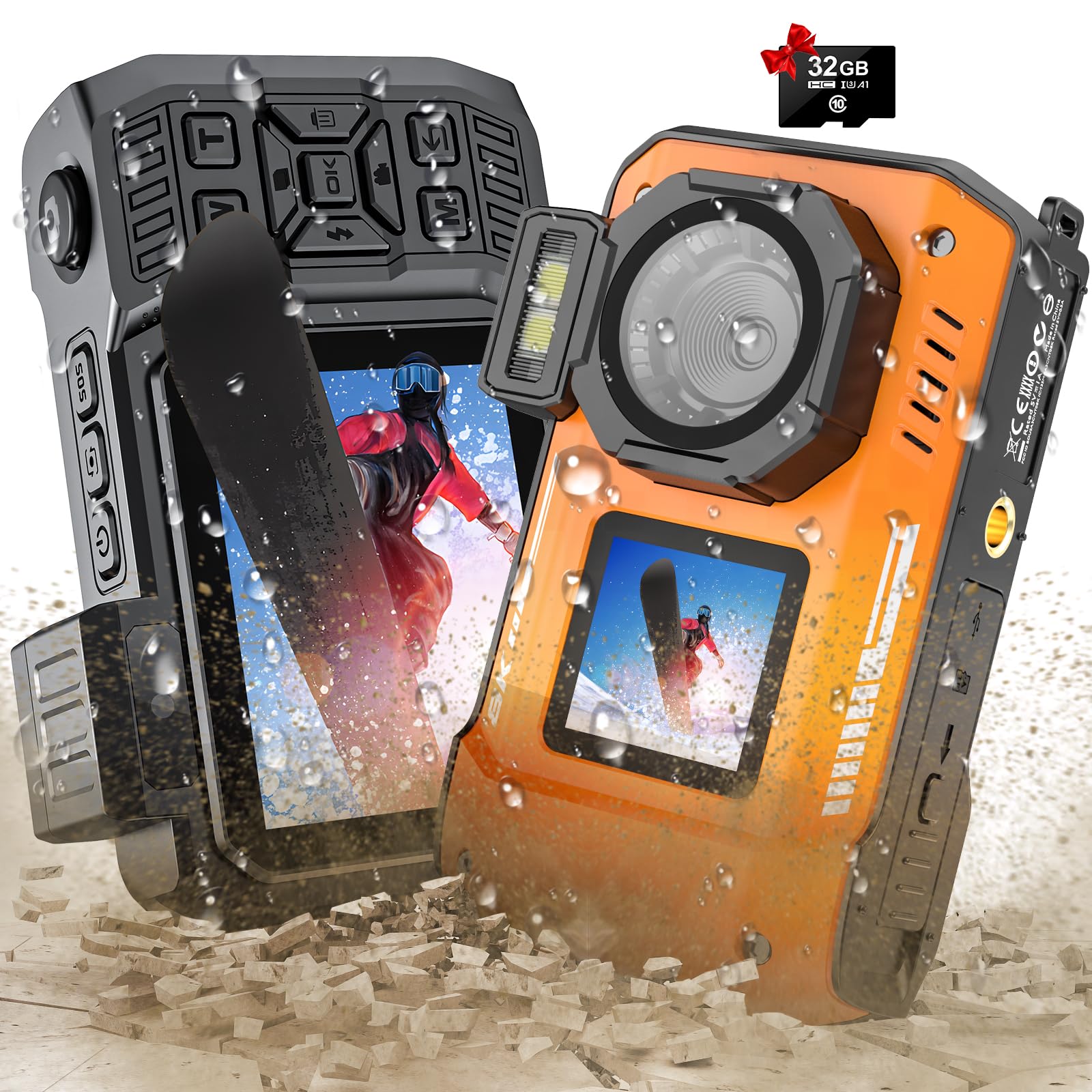 Tupsio 8K Uhd 70Mp Digital Camera With 32Gb Card Rugged Waterproof Dustproof Shockproof 33Ft Underwater Camera Dual Screen Selfi