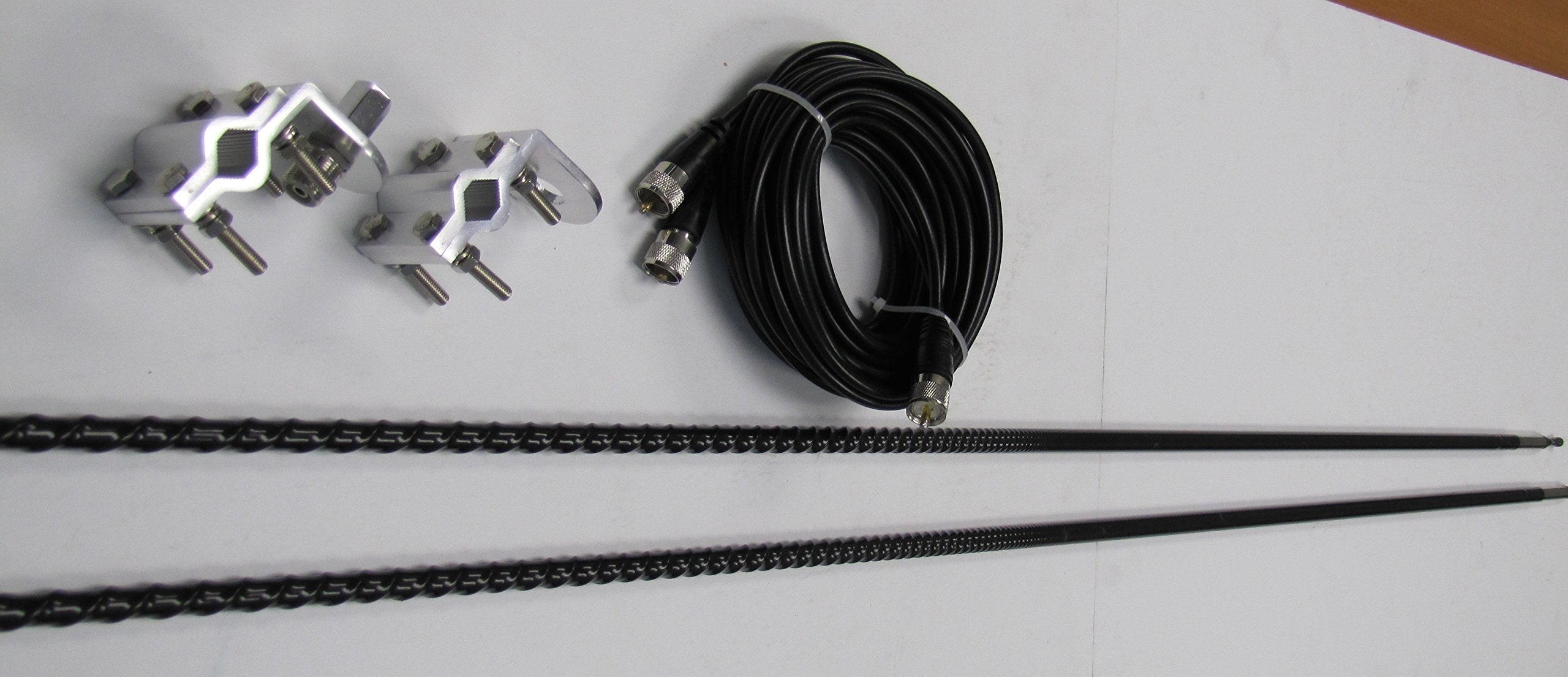 Dual 1500 Watts Antenna Kit, Twin Log 4Ft Antennas, 18Ft Dual Coax, Brackets & Studs