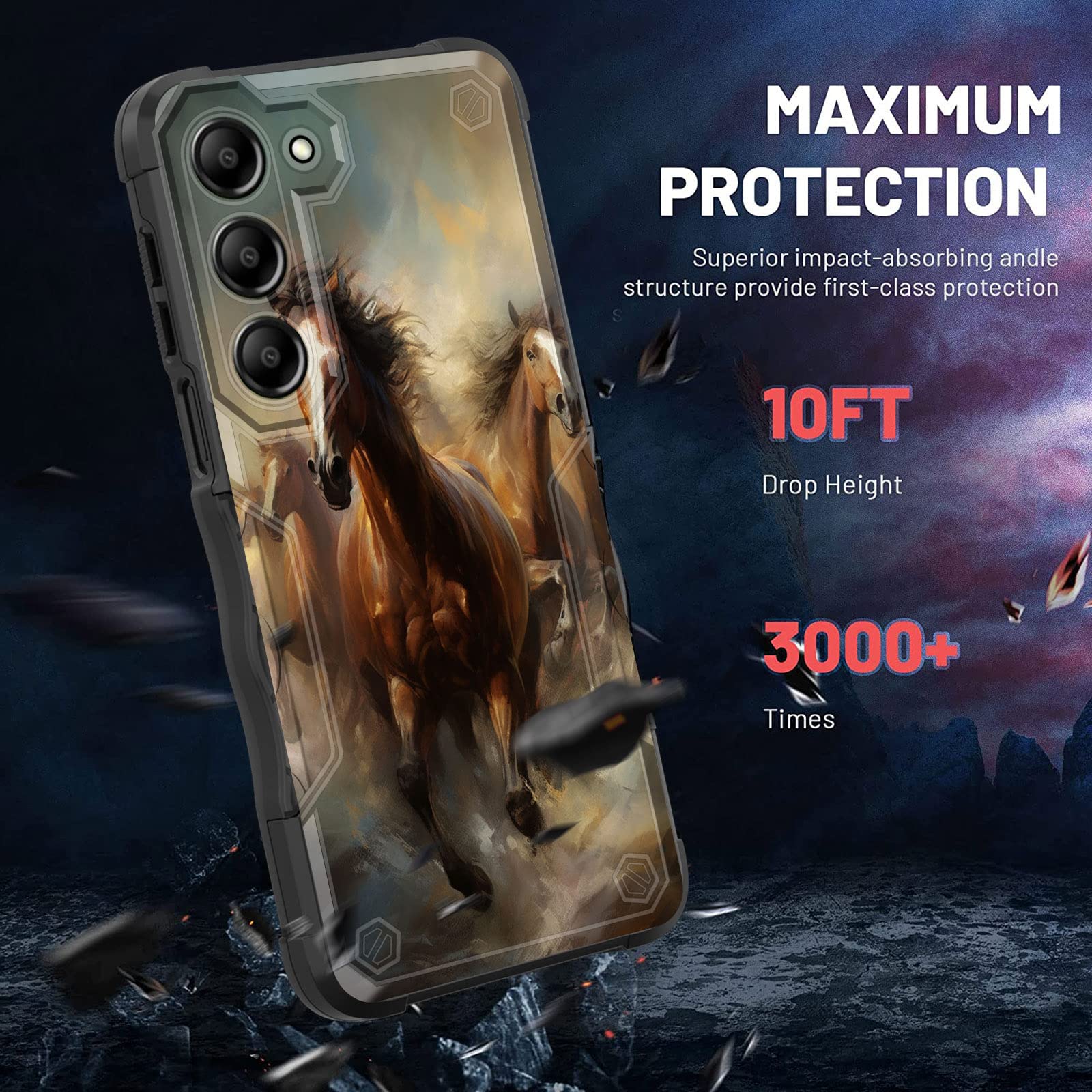 Efgwsder For Galaxy S23 Plus Case,[Dual Layer][10 Ft Military Grade Drop Protection] [Non-Slip] Heavy Duty Shockproof Case For S