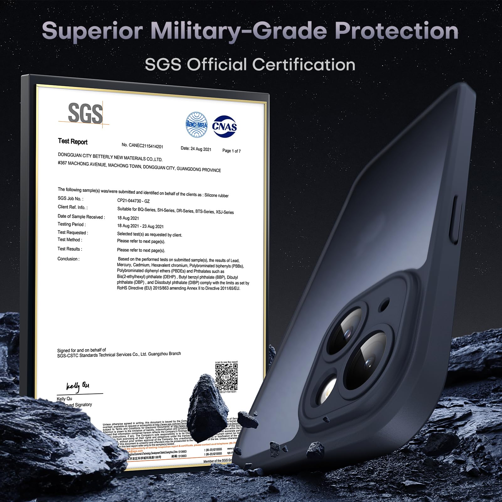 Tocol For Iphone 15 Plus Case, Upgraded Full Camera Protection, 15Ft Drop Protection, Translucent Matte Back Bumper Phone Cover