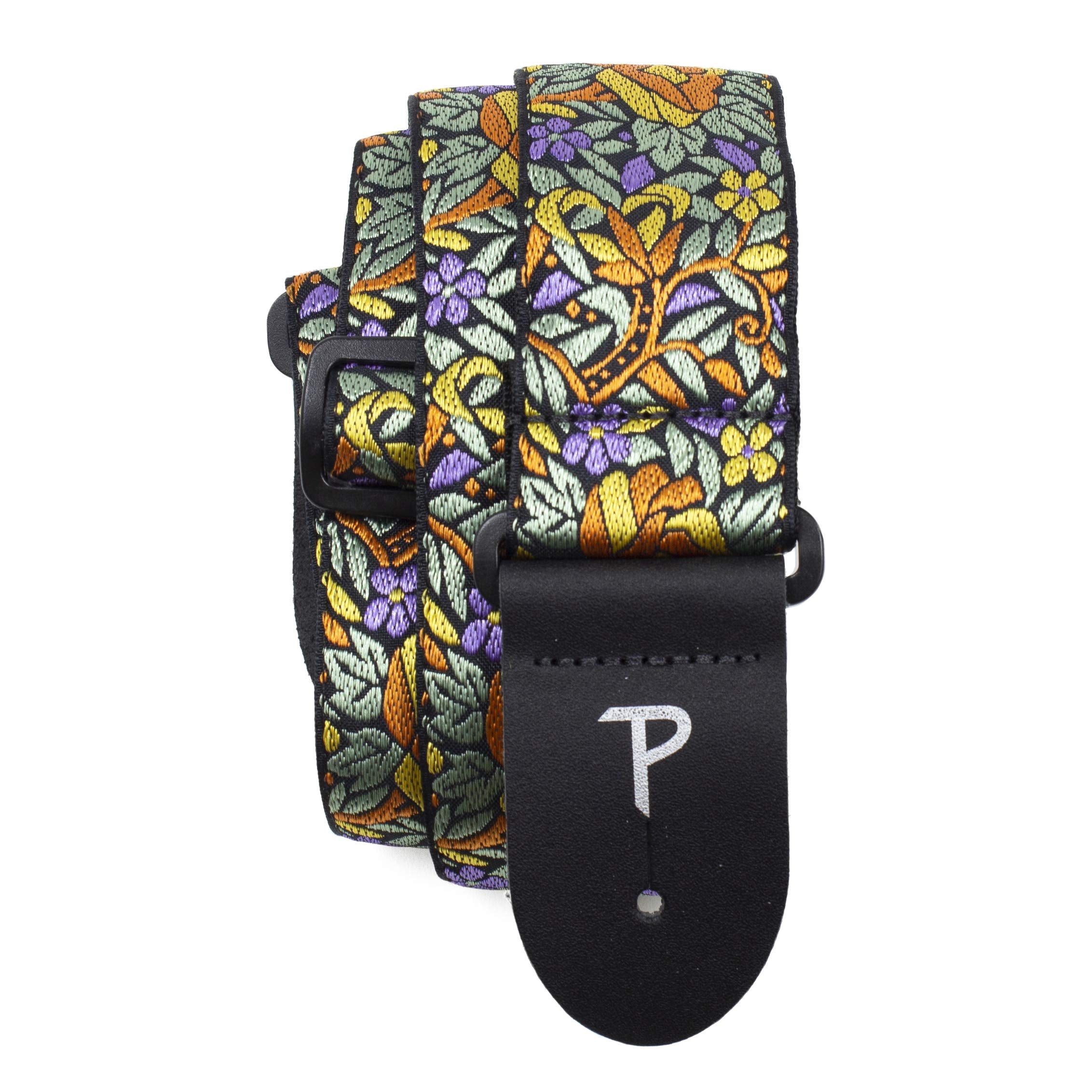 Perris Leathers Ltd. - Guitar Strap - Nylon - Jacquard - Orange Yellow Floral - Adjustable - for Acoustic/Bass/Electric Guitars 