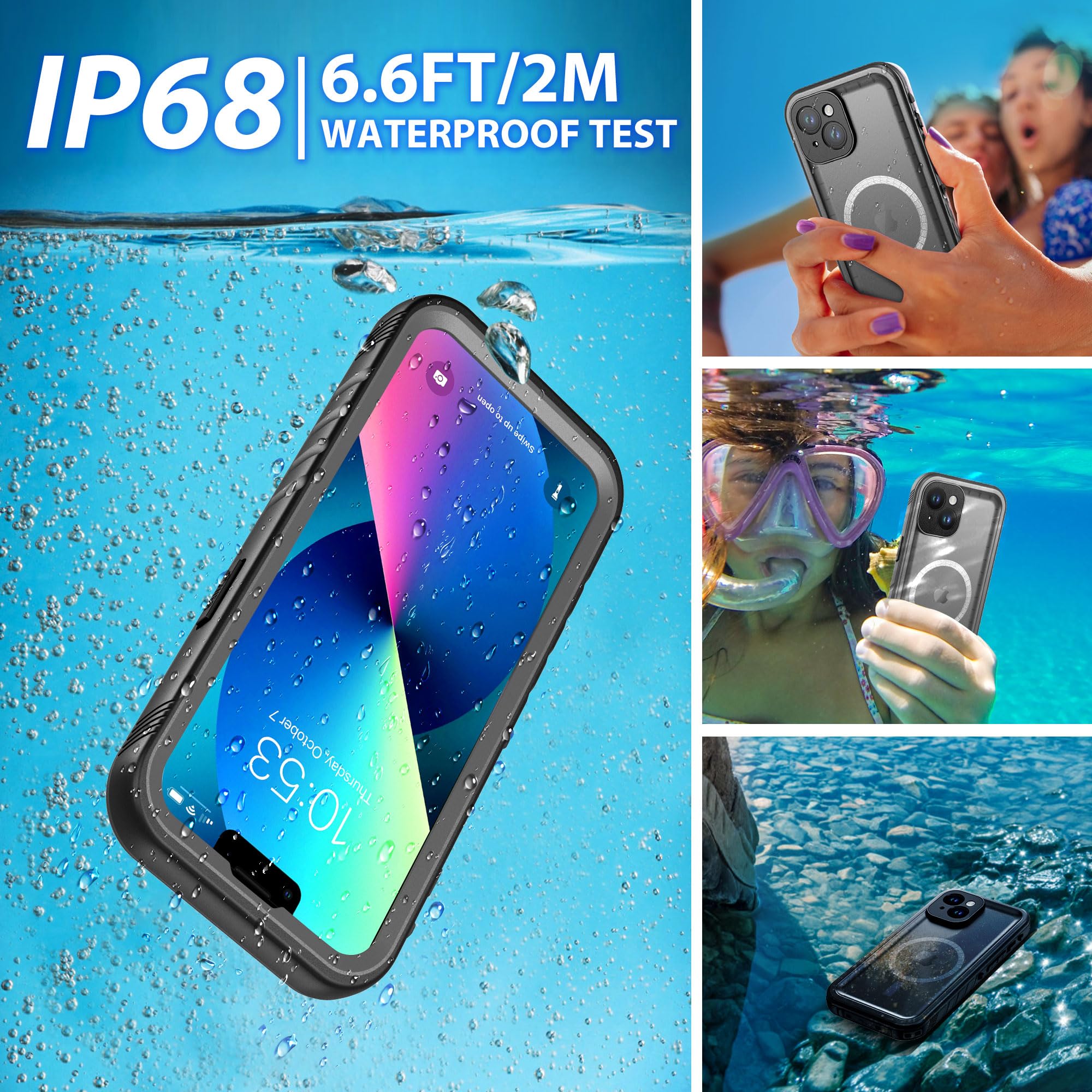 Sportlink For Iphone 13 Case Waterproof   Buit In Screen Protector [Compatible With Magsafe][Ip68 Underwater][6.6Ft Military Dro