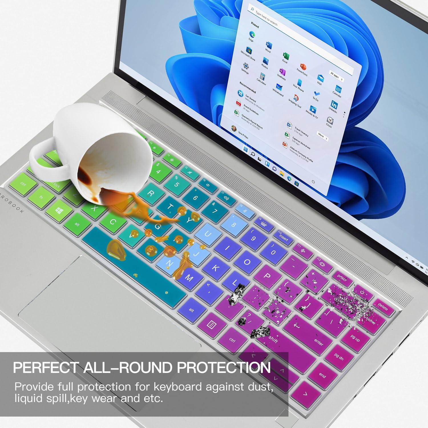 CaseBuy Keyboard Cover for HP Probook 440 445 G8 G9 G10 14 inch 640 G7 G8 Silicone Rainbow