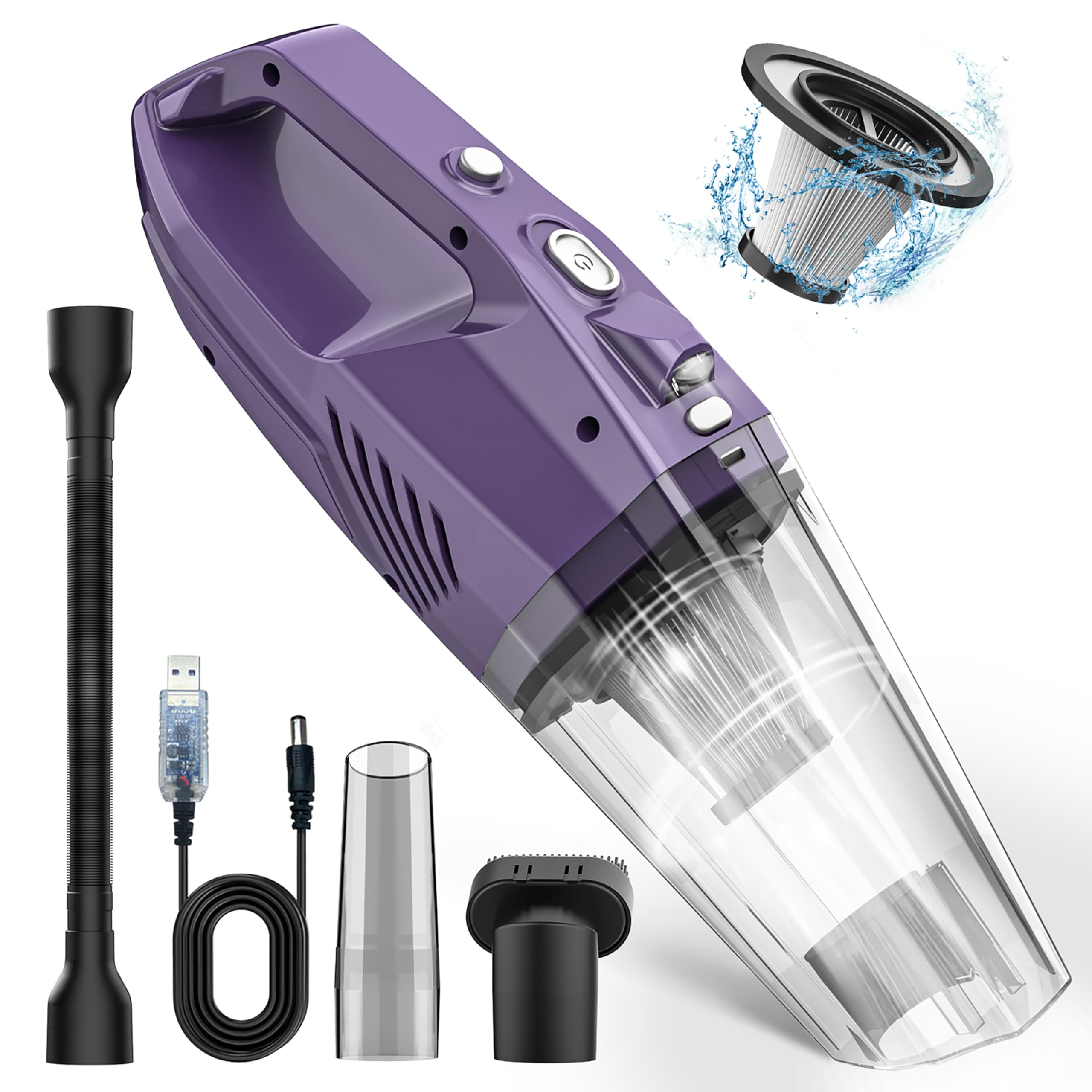 Bossdan Handheld Vacuum Cordless,Car Hand Held Vacuum Cordless Rechargeable With Multi Accessories/Led Light,Lightweight Mini Po