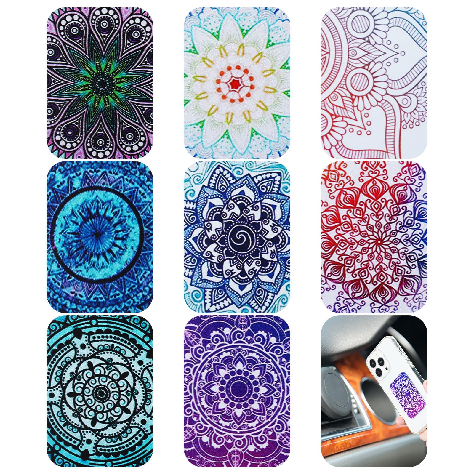 Weewooday 8 Pcs Phone Magnet Car Metal Mount Plate For Cell Holder Compatible With Magnetic Car Mounts Replacement Sticker(Novel