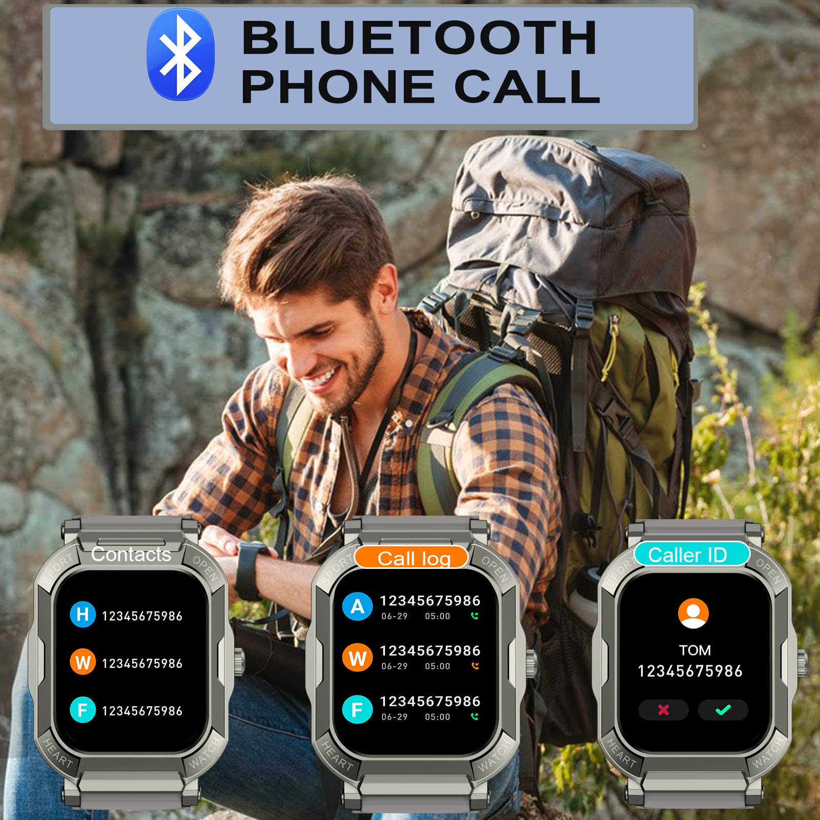 1.91 ' ' Military Smart Watch For Men Phone Call (Dial/Receive) Smartwatch, Fitness Tracker, Compatible For Android Ios Phones,
