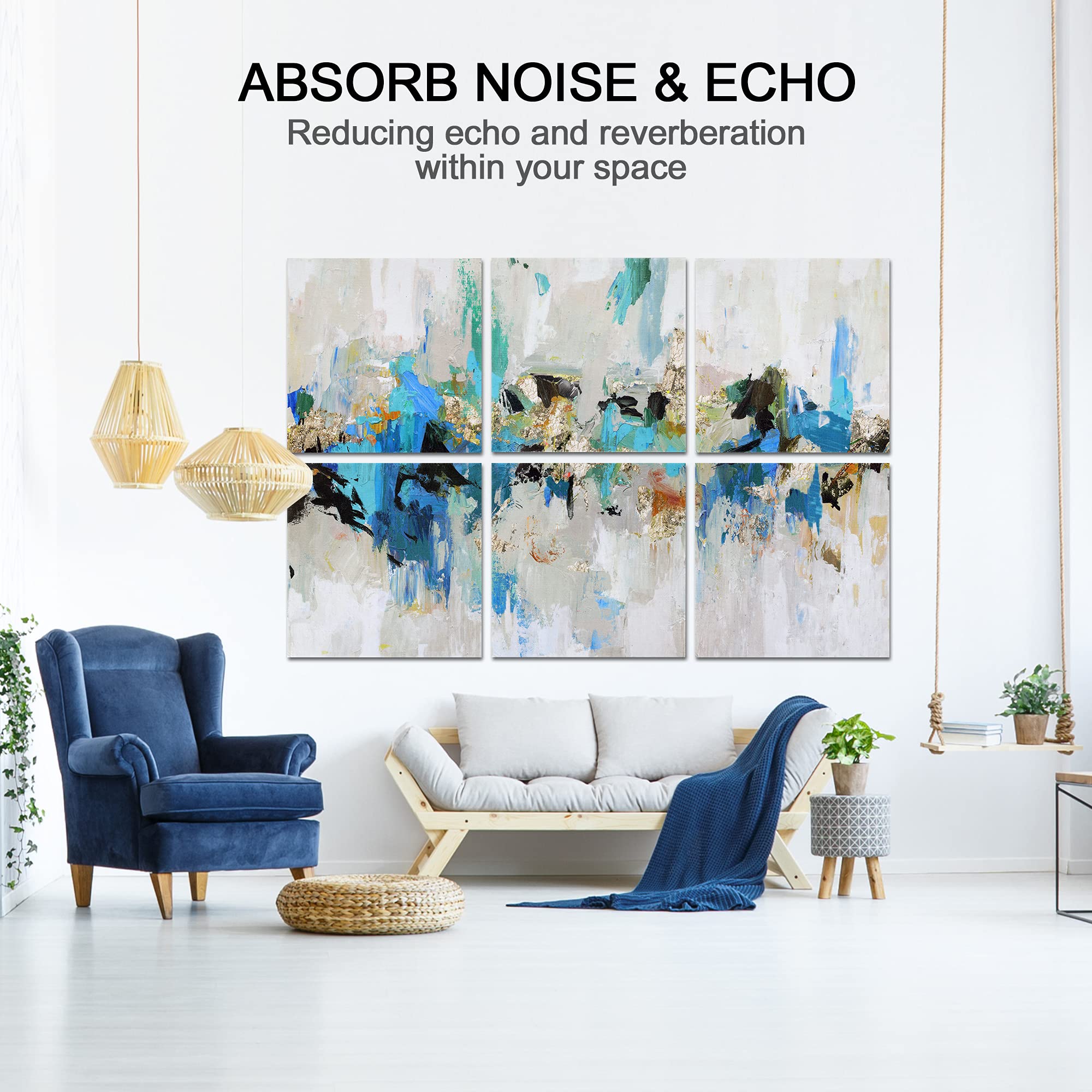 Olanglab Art Acoustic Panels,6 Pack 48X32 Acoustical Soundproof Wall Panels Sound Absorbing, Decorative Sound Proofing,Sound