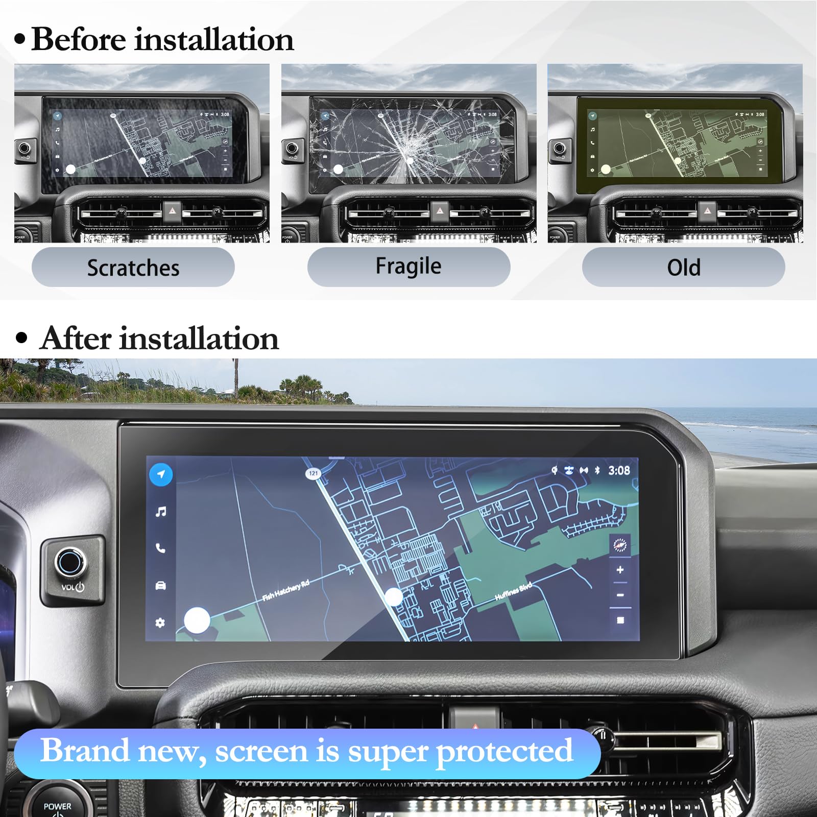 Sktu (2Pcs For 2024 2025 Toyota Land Cruiser Screen Protector 12.3 Inch For 2024 2025 Toyota Land Cruiser (Land Cruiser/First Edition) 12.3 Inch Navigation Display 2024 2025 Land Cruiser Accessories