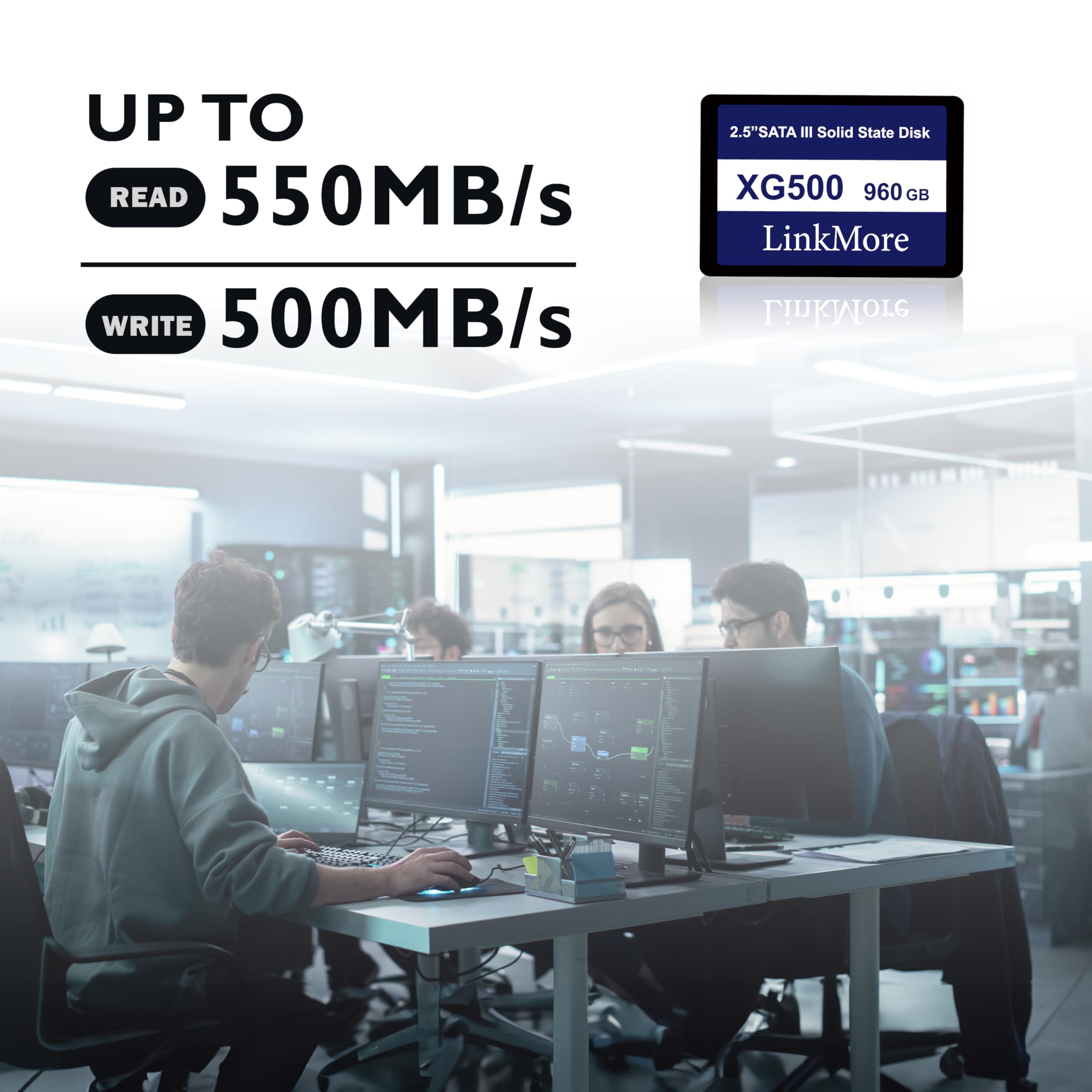 Linkmore Xg500 960Gb 2.5'' Sata Iii (6Gb/S) Internal Ssd, Solid State Drive, Read Speed Up To 550Mb/S, 2.5 Inch For Laptop And P