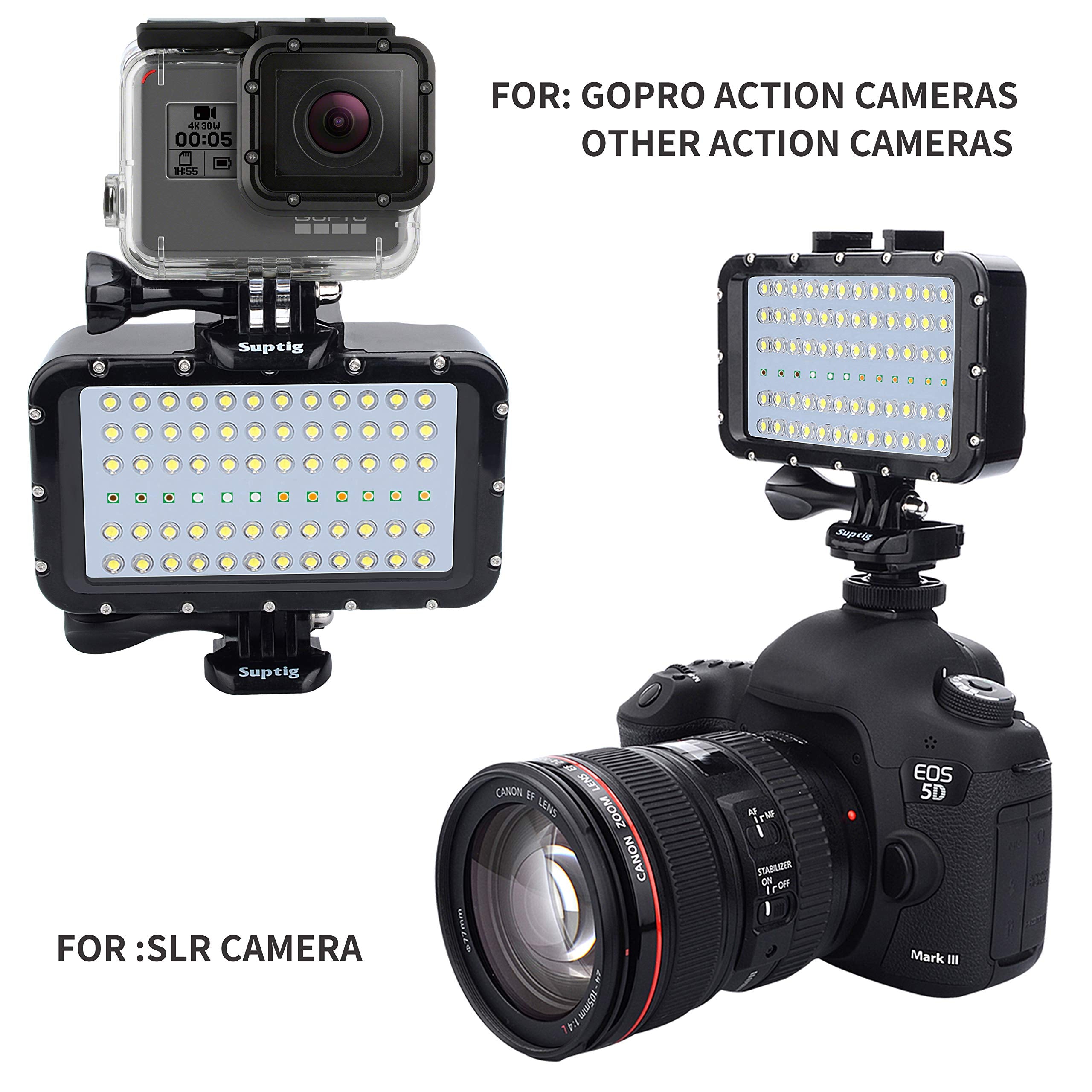 Suptig Video Lighting Dive Light Underwater Lights 72 Led Lights Compatible For Gopro Canon Nikon Pentax Panasonic Sony Samsung