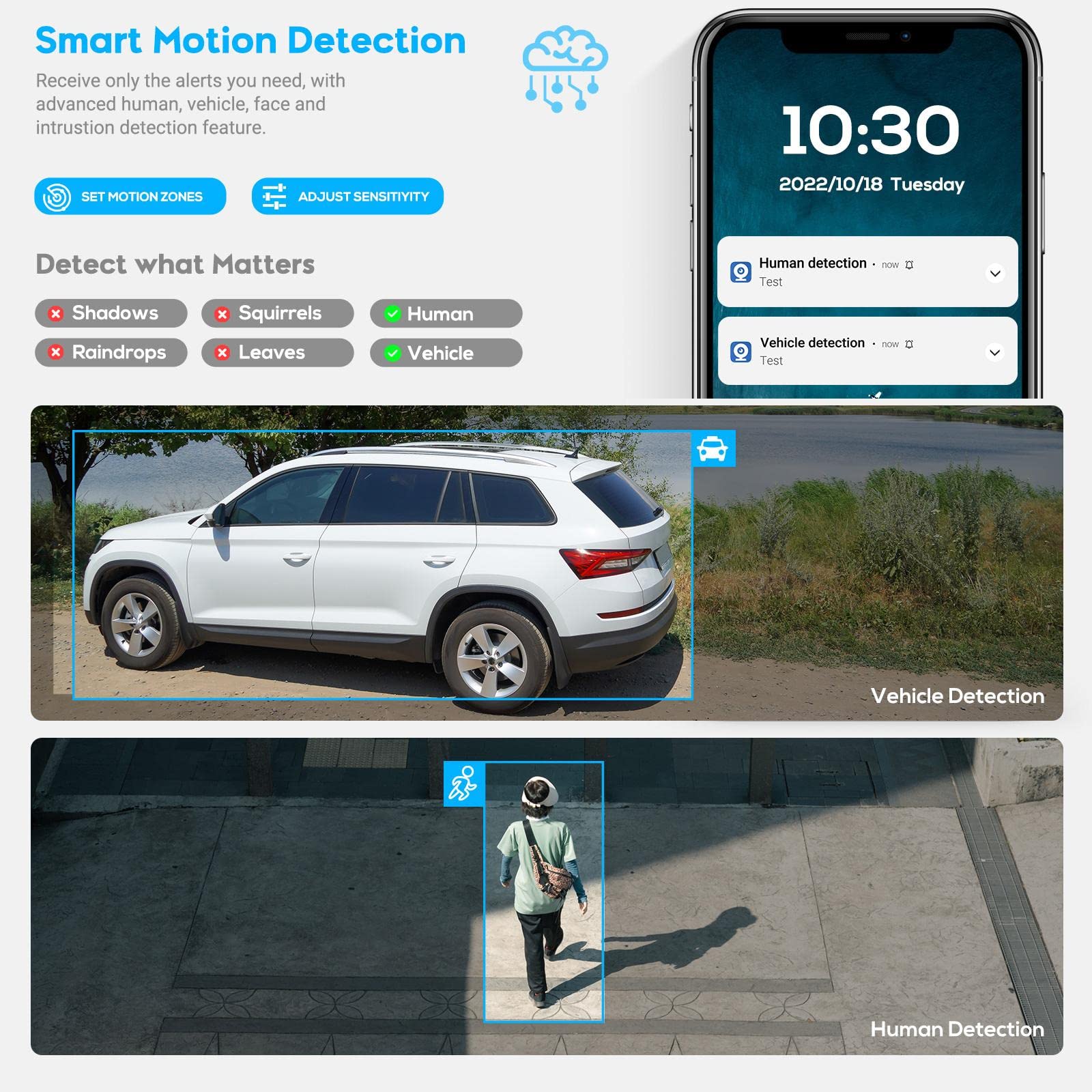 Vikylin 8Mp Ip Poe 4K Turret Camera,Buit In Mic, Ai Human/Vehicle Detection,98Ft Exir 2.0 Ir Night Vision, 2.8Mm Lens,Ip67 Outdo