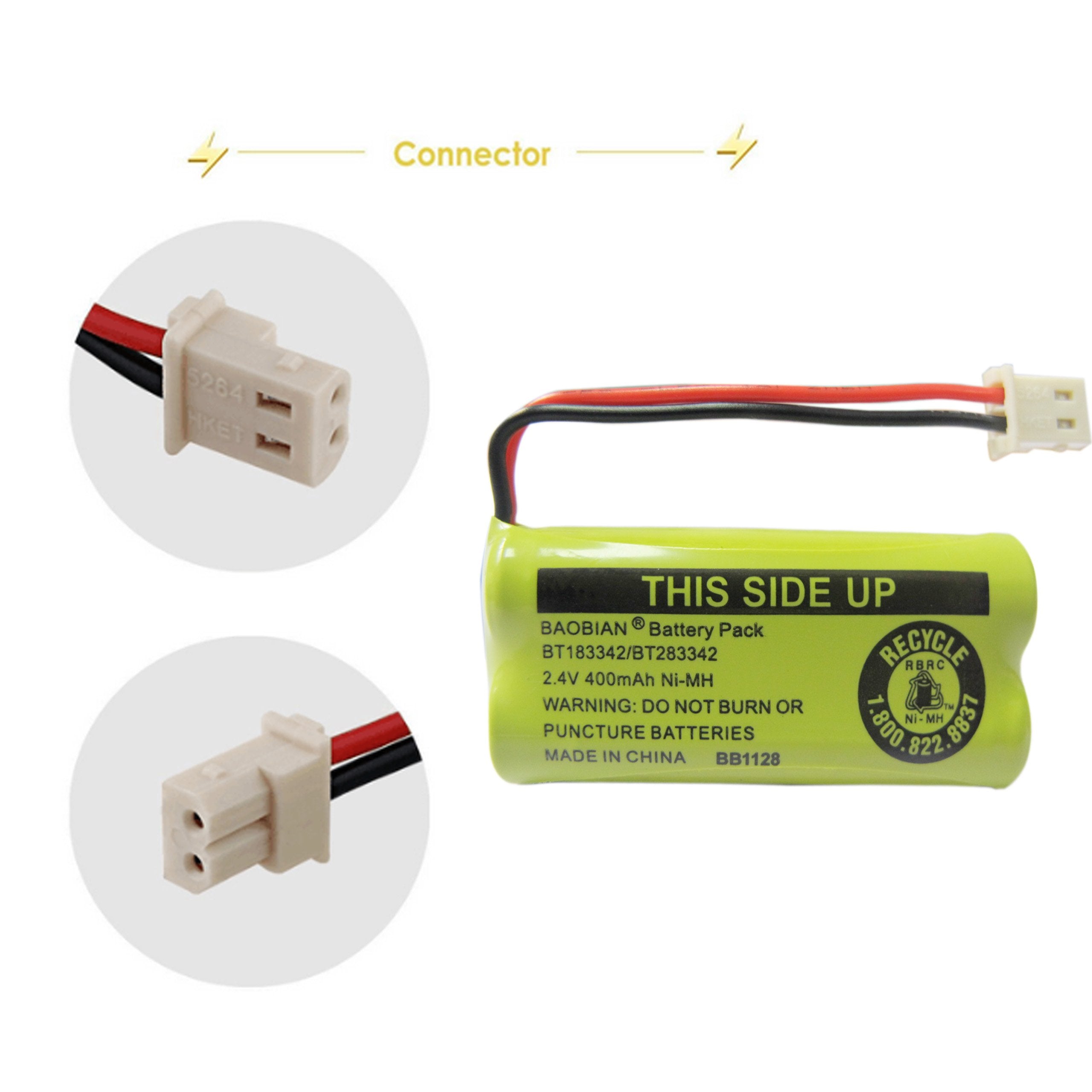 Baobian 2.4V 400Mah Cordless Home Phone Battery Compatible With At&T Bt162342 Bt 162342 Bt166342 Bt 166342 Bt266342 Bt 266342 Bt