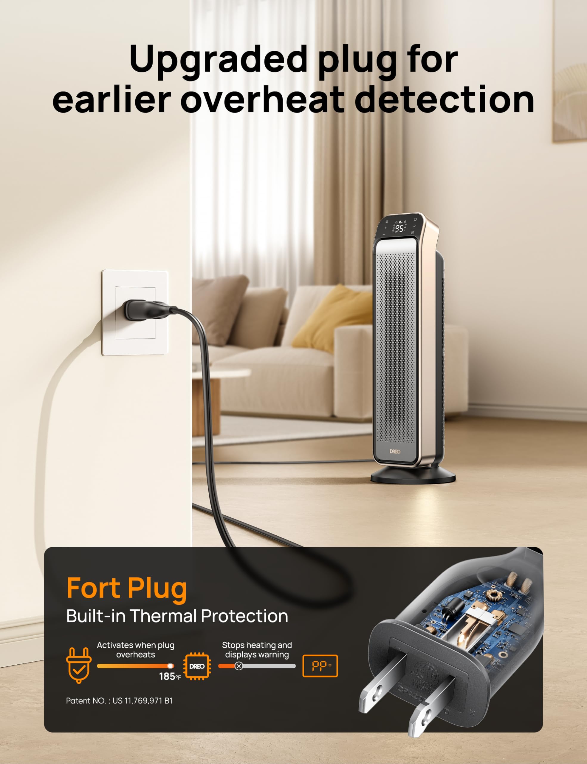 Dreo Radiator Heater, 1500W Portable Space Oil Filled with Remote Control & Space Heater, Portable Electric Heaters for Indoor Use with Thermostat, Digital Display - Thumbnail 4