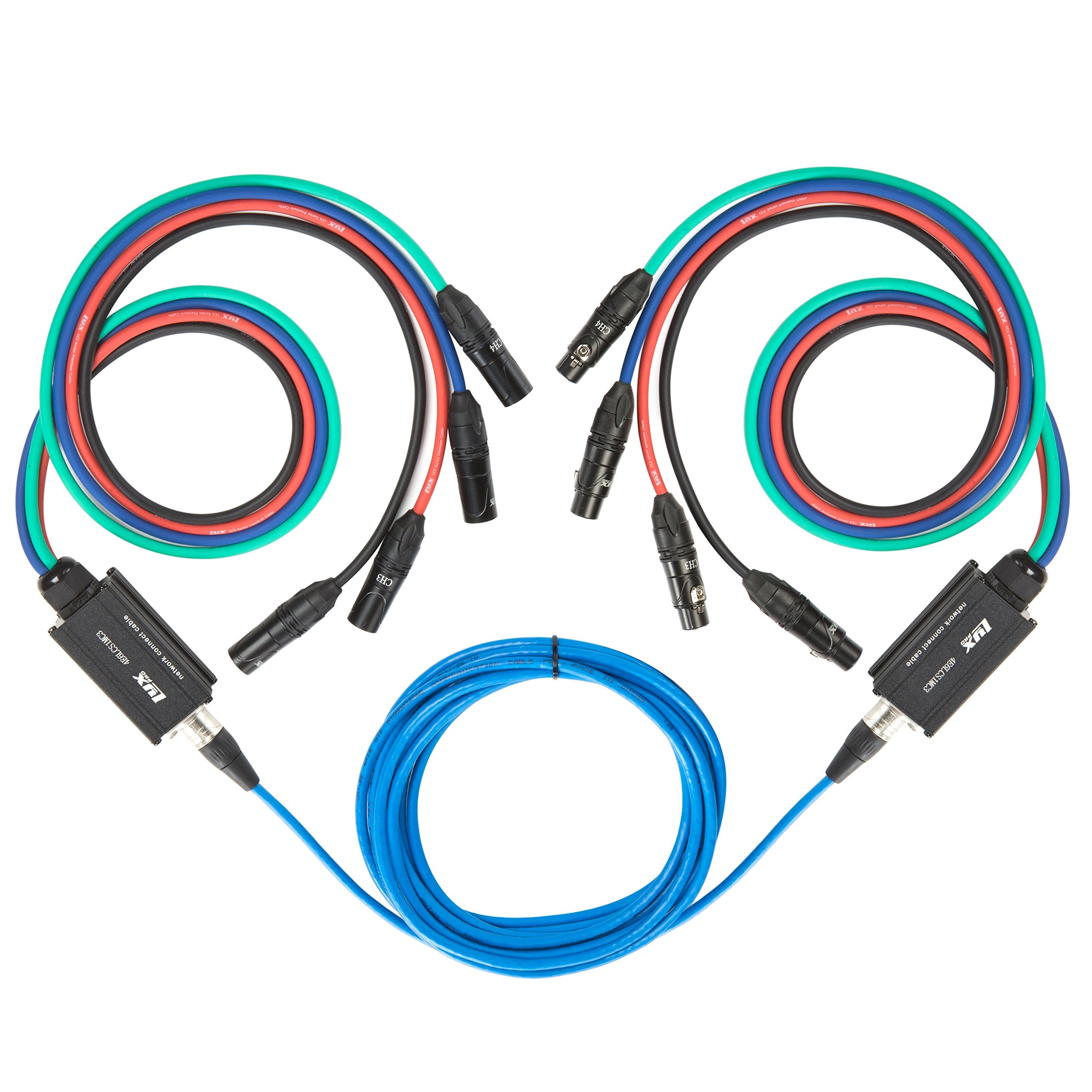 Lyxpro Multi Network Breakout For Stage And Recording Studio 4 Channel Xlr To Single 300' Ethercon Cat 6 Cable Aes And Dmx Channels