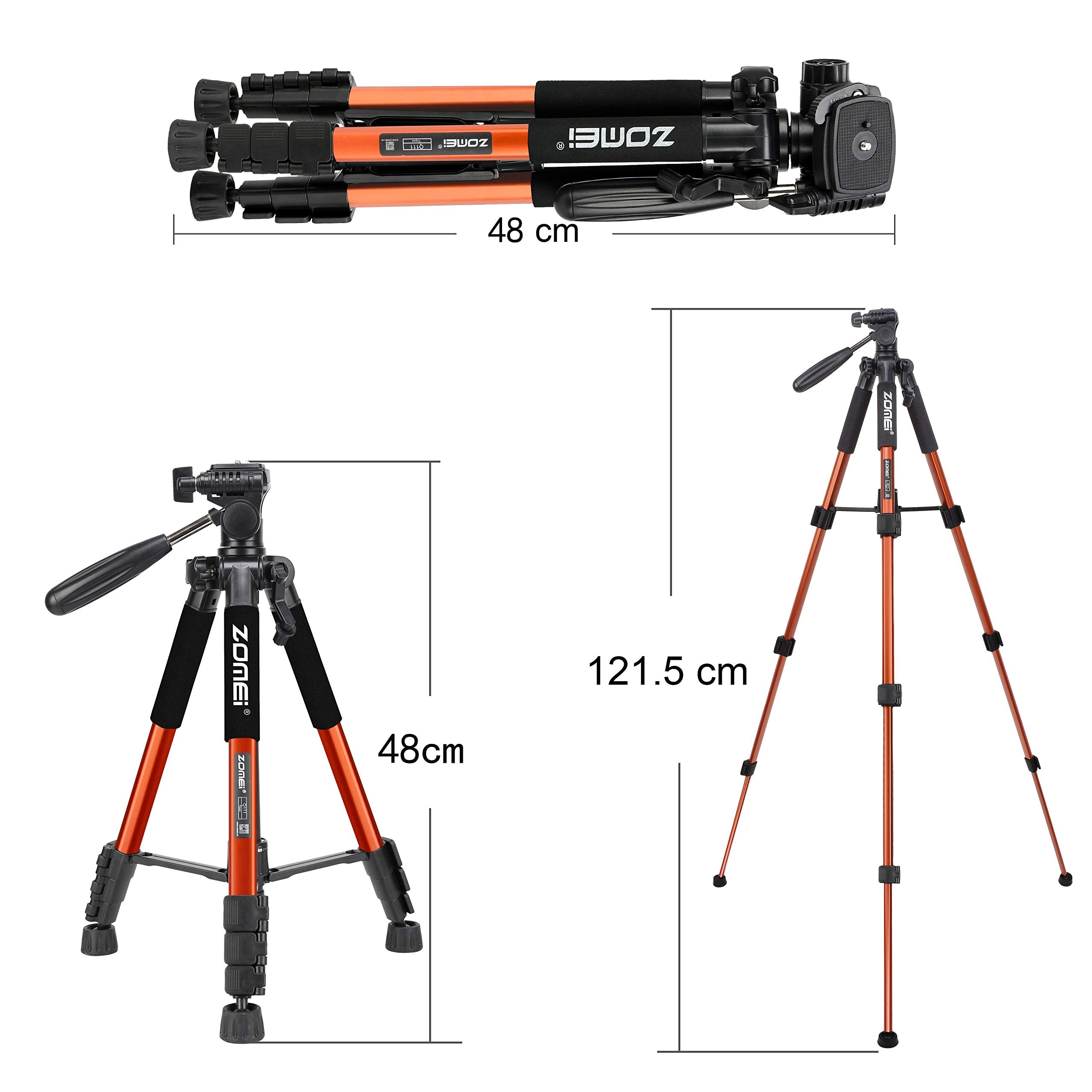 Compact Light Weight Travel Portable Aluminum Camera Tripod Q111 55'' For Canon Nikon Sony Dslr Camera Youtube Phone With Carry