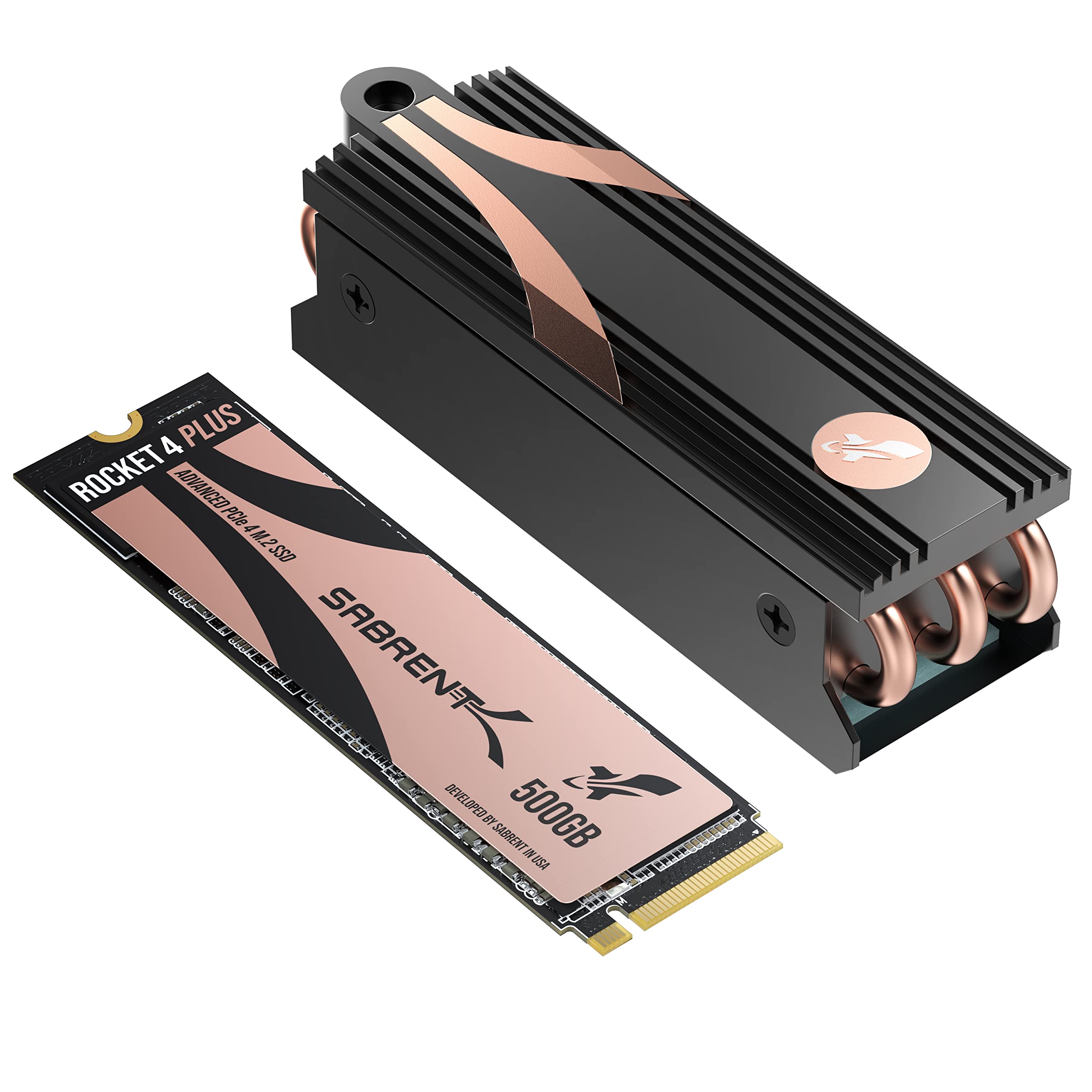 SABRENT Rocket 4 Plus SSD with Heatsink 500GB PCIe Gen 4 NVMe M.2 2280 Internal Solid State Drive, Extreme Speed, Heat Managemen