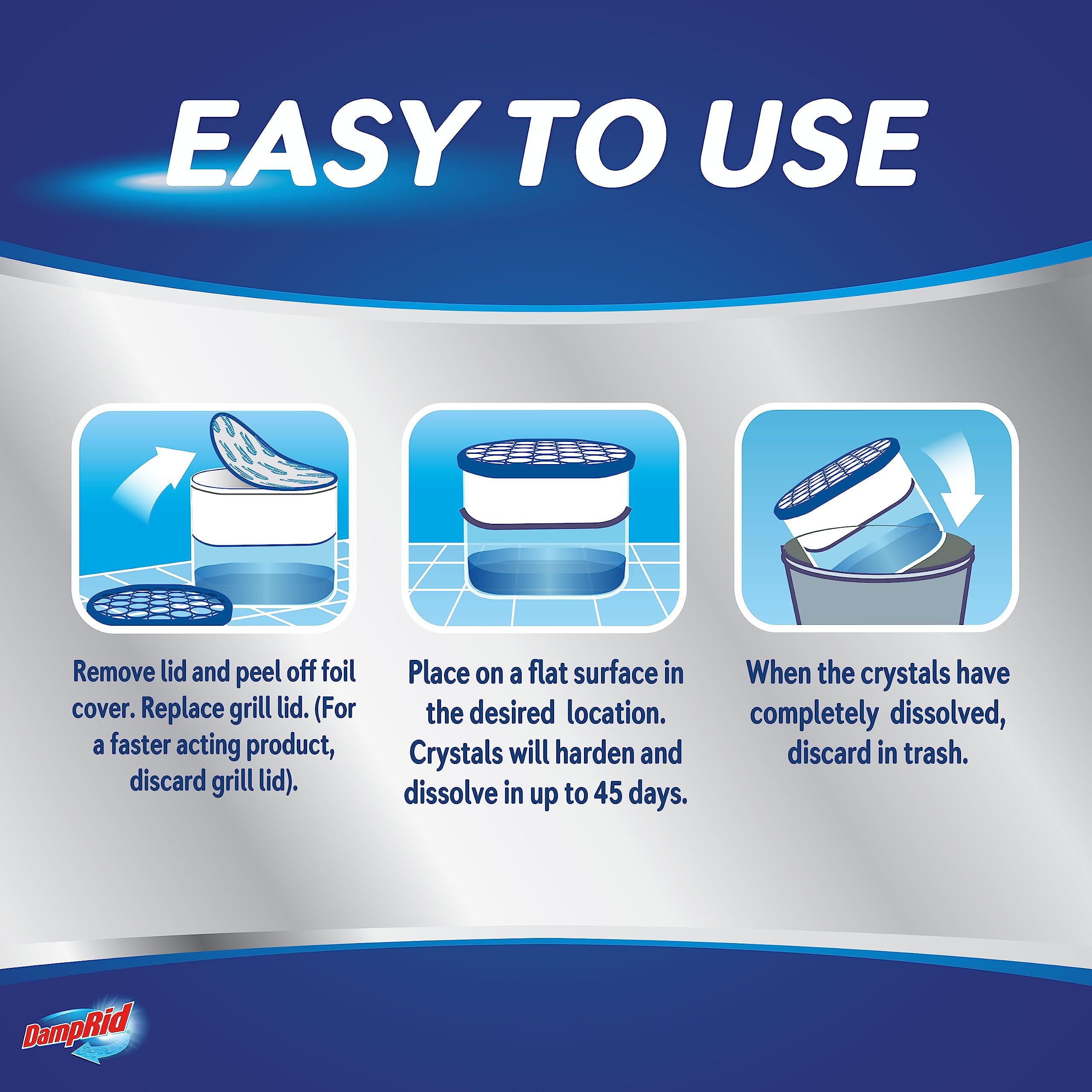 Damprid Fragrance Free Disposable Moisture Absorber With Activated Charcoal, 18 Oz (Pack Of 3) Moisture Absorber & Odor Remover,