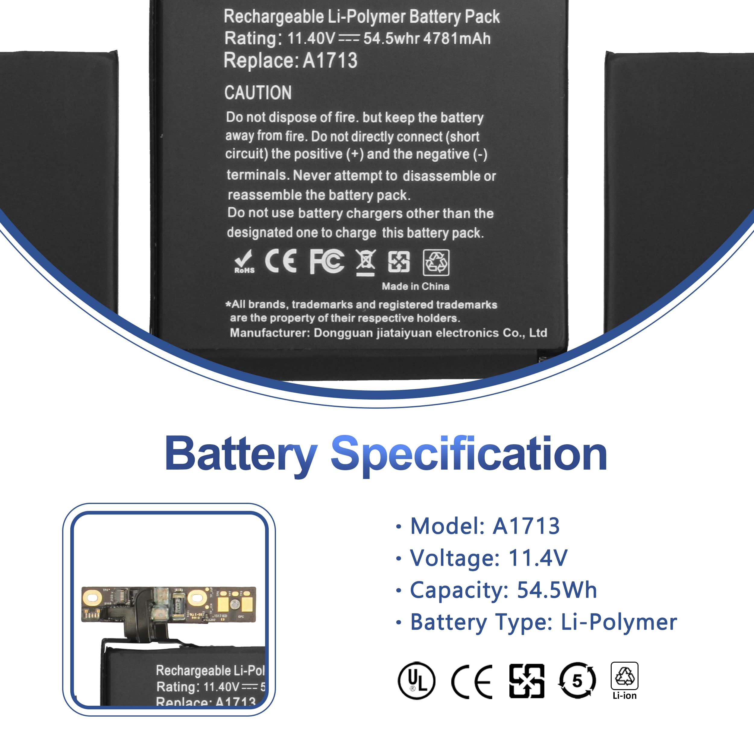 A1708 Battery Replacement, A1713 Battery For Macbook Pro 13 Inch A1708 [Late 2016, Mid 2017] Emc 2978 3164 Mpxq2Ll Mll42Ll Mluq2