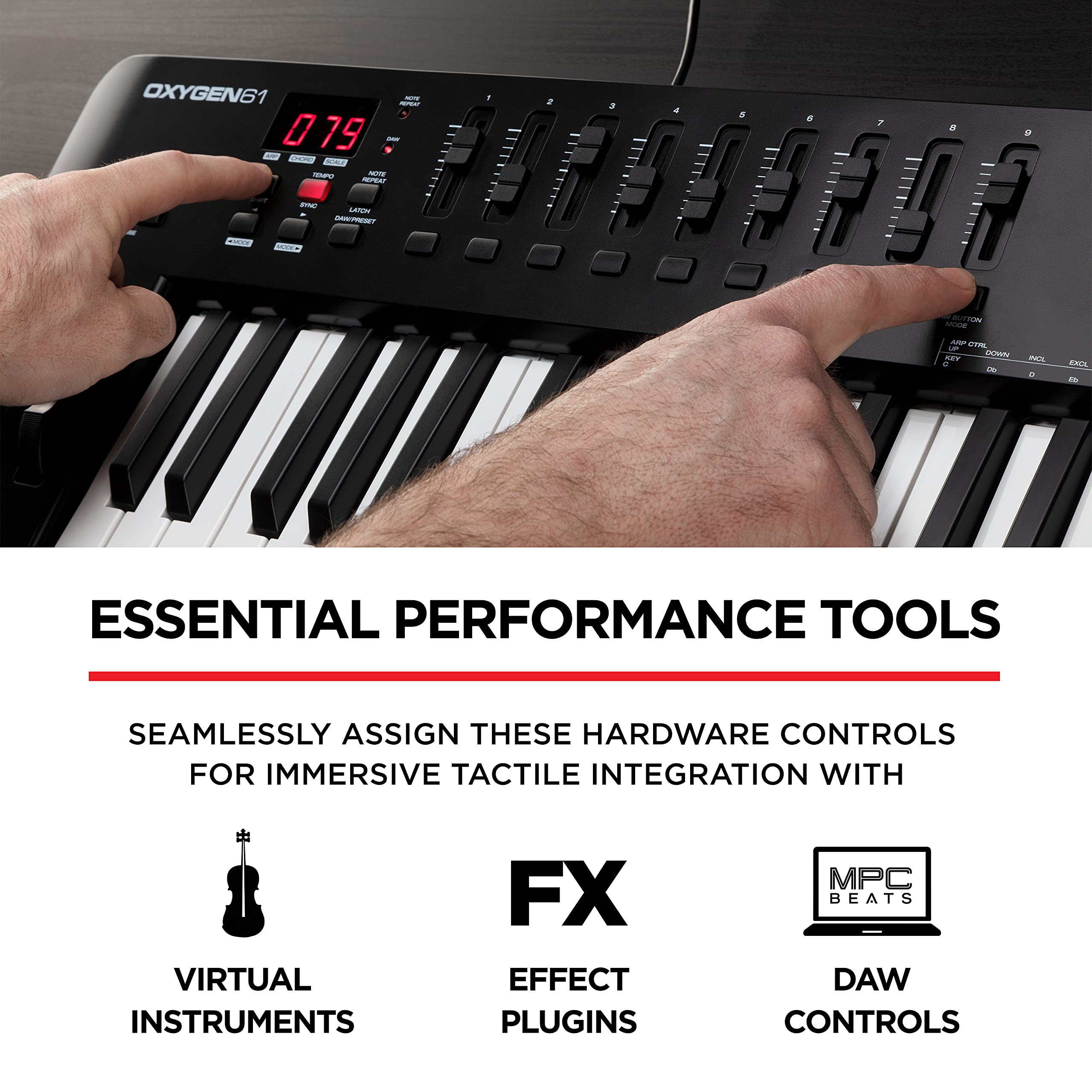 M Audio Oxygen 61 V  61 Key Usb Midi Keyboard Controller With Beat Pads, Smart Chord & Scale Modes, Arpeggiator And Software Sui