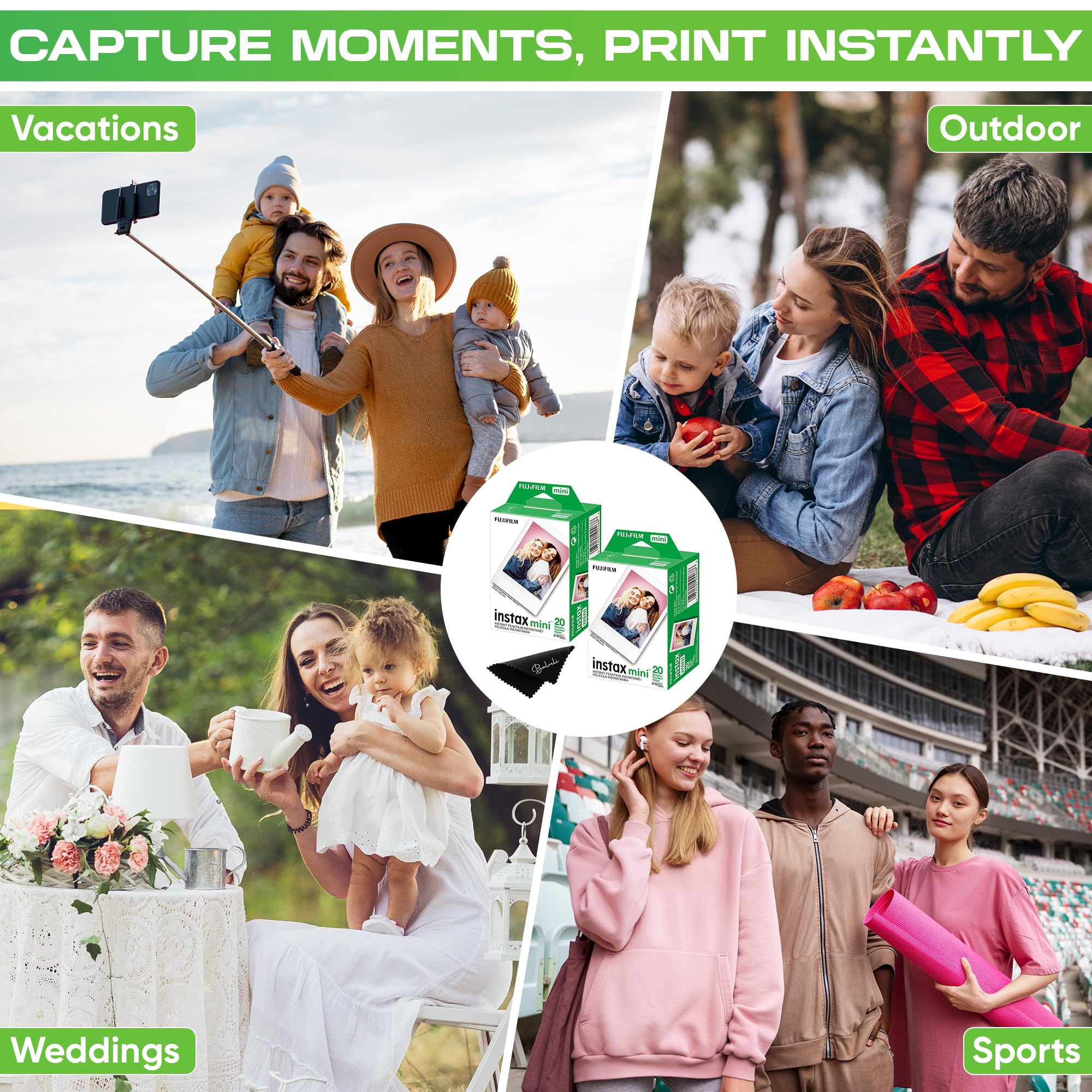 Fujifilm Instax Mini Film Two Instax Film Twin Packs   40 Exp Total, Iso 800, Compatible With Instax Mini Evo, Instax Mini 12 Fi