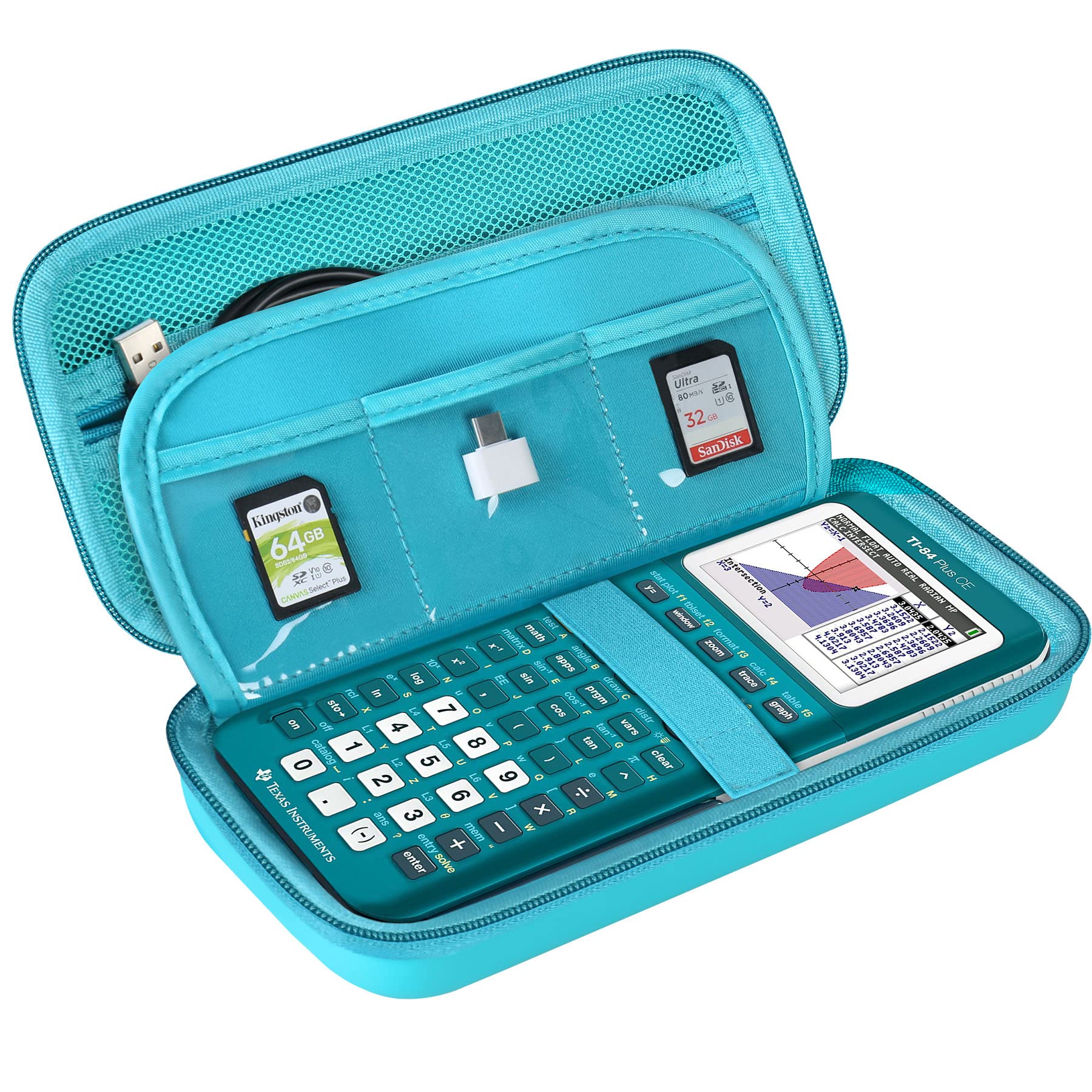 BOVKE Hard Calculator Case for Texas Instruments TI-84 Plus CE Color Graphing Calculator/TI-84 Plus/TI-83 Plus CE, Extra Zipped 