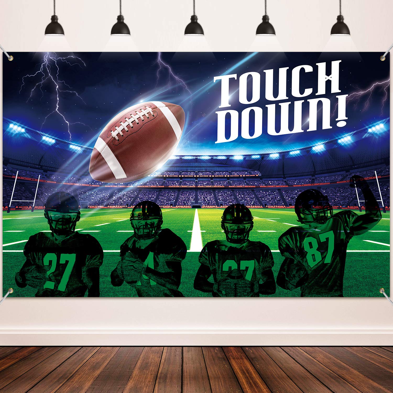 Football Party Decoration Supplies, Large Fabric Football Scene For Touch Football Down Party Supplies, Football Field Photo Boo