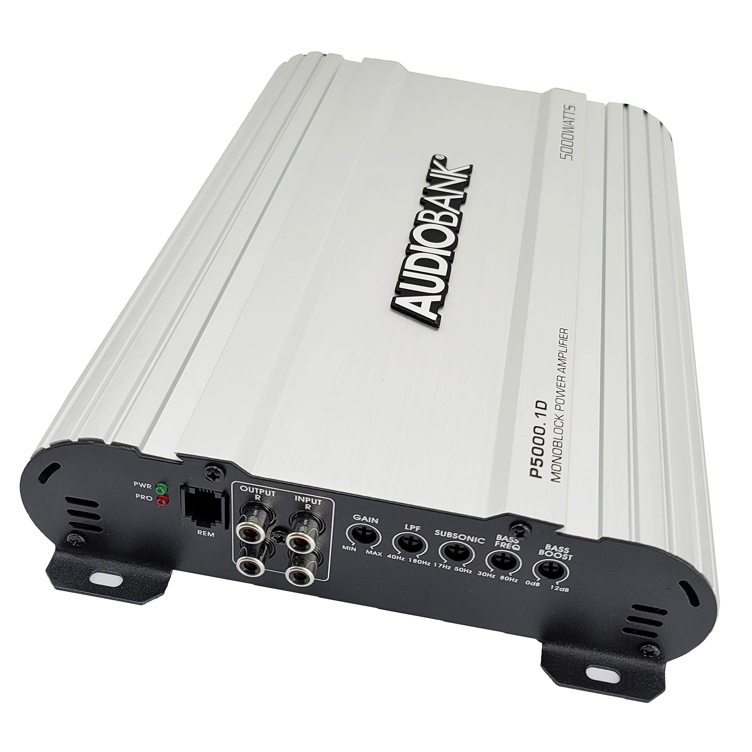 Audiobank Audio System P5000.1 Monoblock Car Amplifier   5000 Watt Amp, 2/4 Ohm Stable, Class A/B, Mosfet Power Supply, Remote S