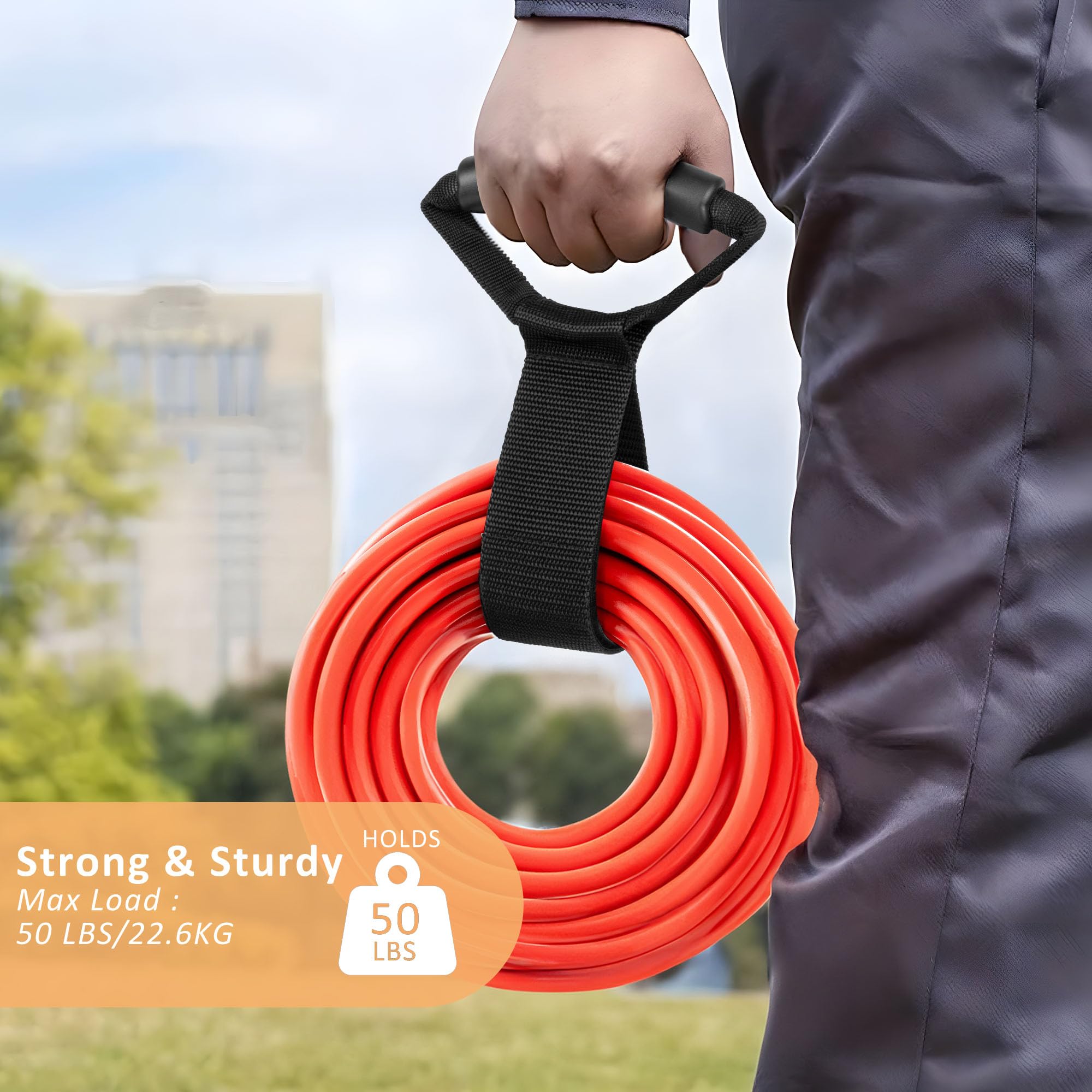 Easy Carry Storage Straps (2 Pack) Heavy Duty Hook And Loop Cord Carrying Strap Organizer With Handle For Pool Hoses, Garden Hos