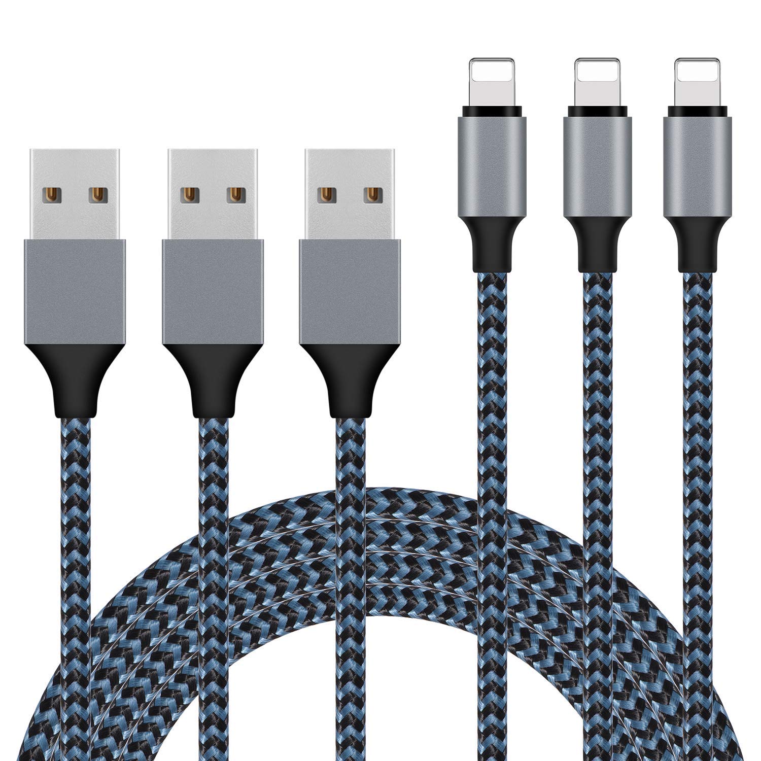 Iphone Charger, Sundix 3Pack 9Ft Lightning Cable Iphone Charger Cable Nylon Braided Charging Cord Compatible Iphone 14/13/12/12P