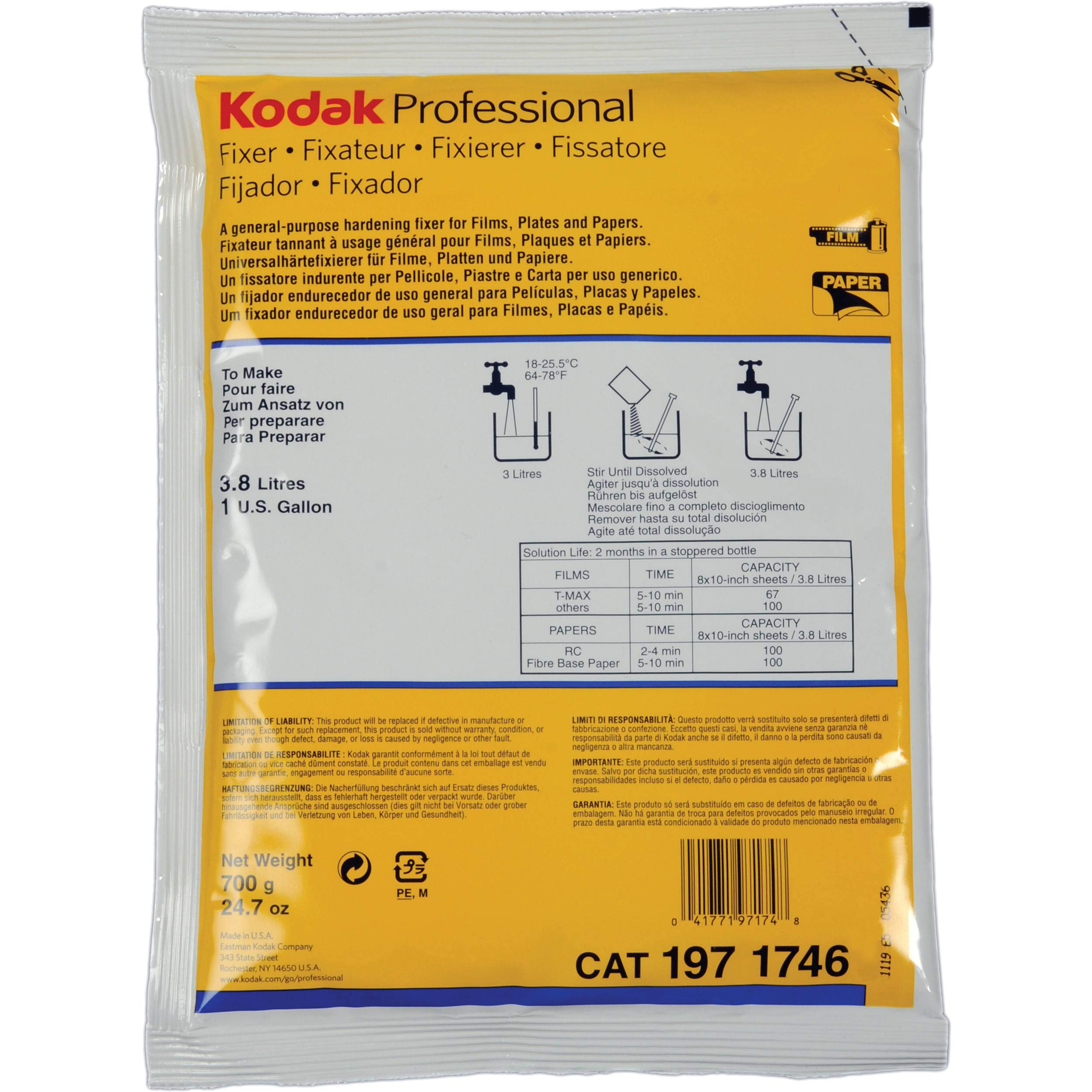 Kodak Professional Fixer for Black & White Film and Paper | Powder - To Make 1 Gallon