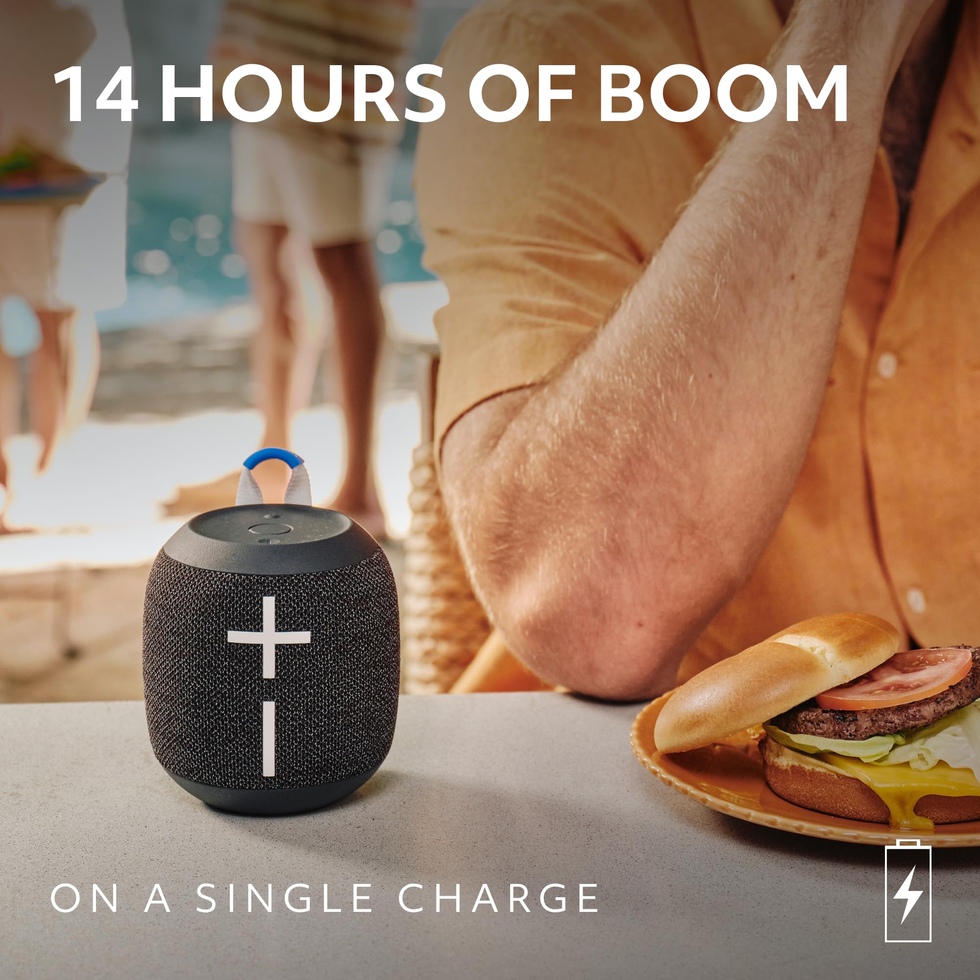 Ultimate Ears Wonderboom 4 Wireless Portable Waterproof Bluetooth Speaker, Joyous Bright | Bigger, Bassy-Er 360 Degree Sound, Ou