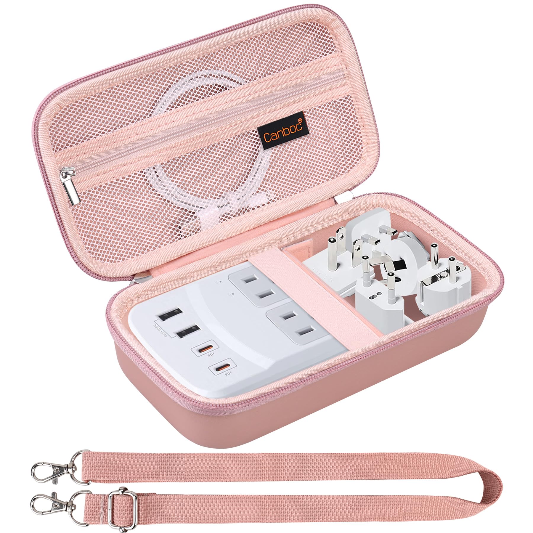 Canboc Carrying Case for Ceptics Universal Travel Adapter Kit, World Travel Adapter Kit Box with Removable Shoulder Strap, Zippe