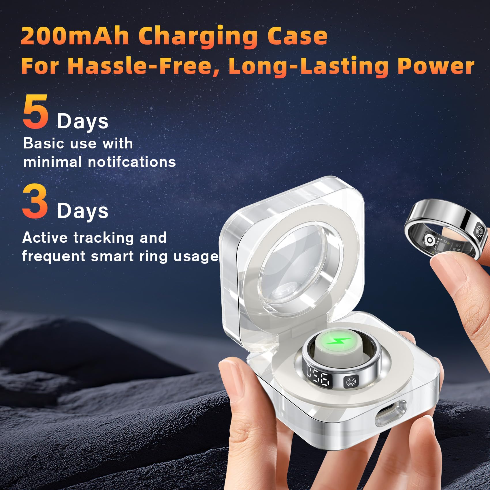 Gwenland Smart Ring Health Ring   Smart Rings For Women Men, Fitness Tracker Ring With Led Display Screen, Sleep Tracker Ring Co