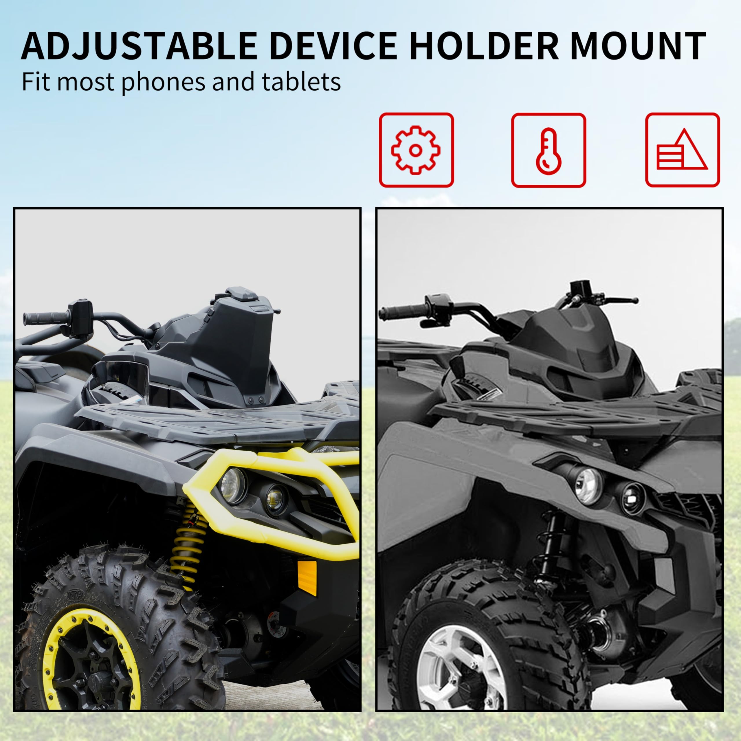 SAUTVS Electronic Device Holder for Can-Am Outlander 500/650/800/1000 L MAX, Black, High Density Polyethylene, Model ZP-YJ-030603-035
