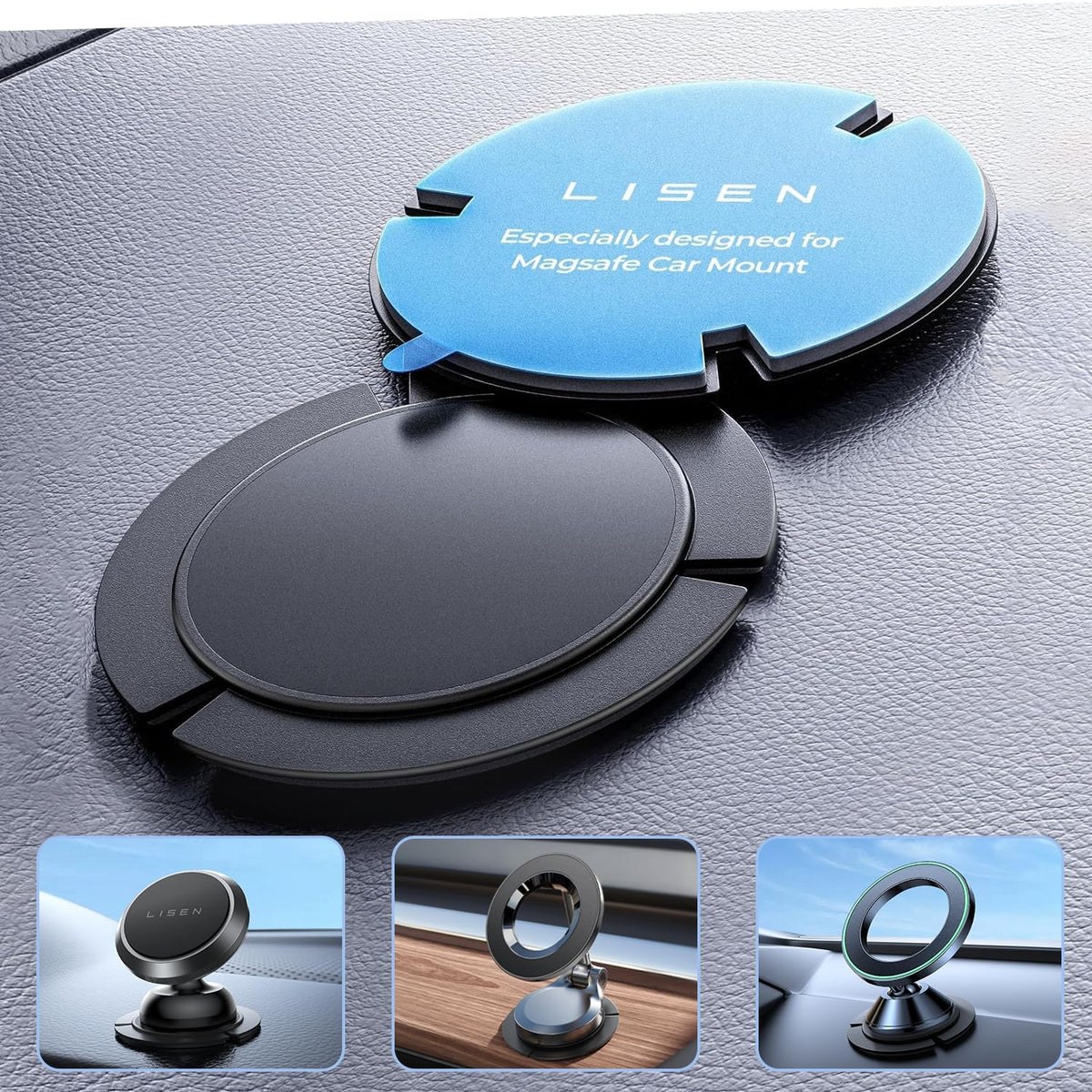 Lisen 2024 Upgrade Design For Dashboard Pad Mounting Disk For Adhesive Car Mount,Ultra Sticky 3M Adhesive For Magnetic Phone Hol