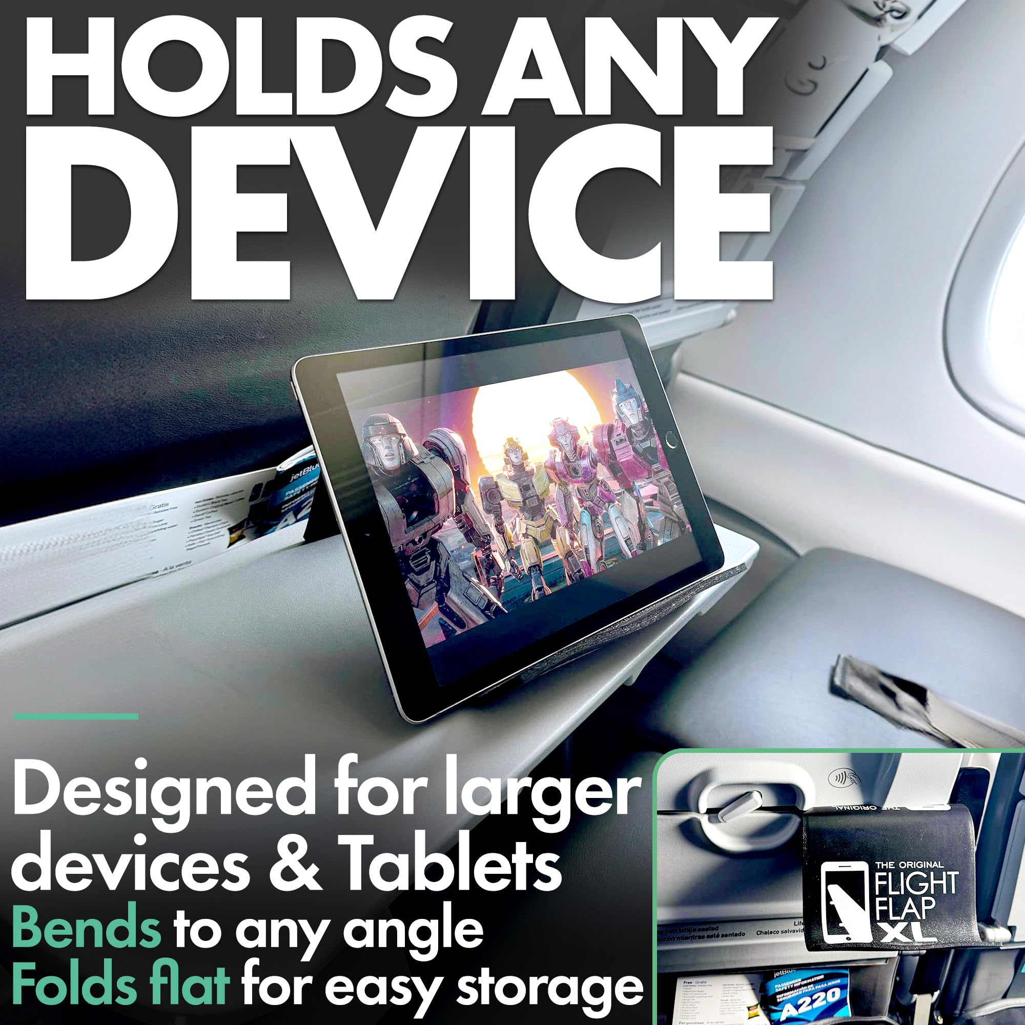 Flight Flap Ipad Stand Holder Airplane Travel Essential   Extra Large 12X7    Flexible Plane Phone And Tablet Stand Holder For K