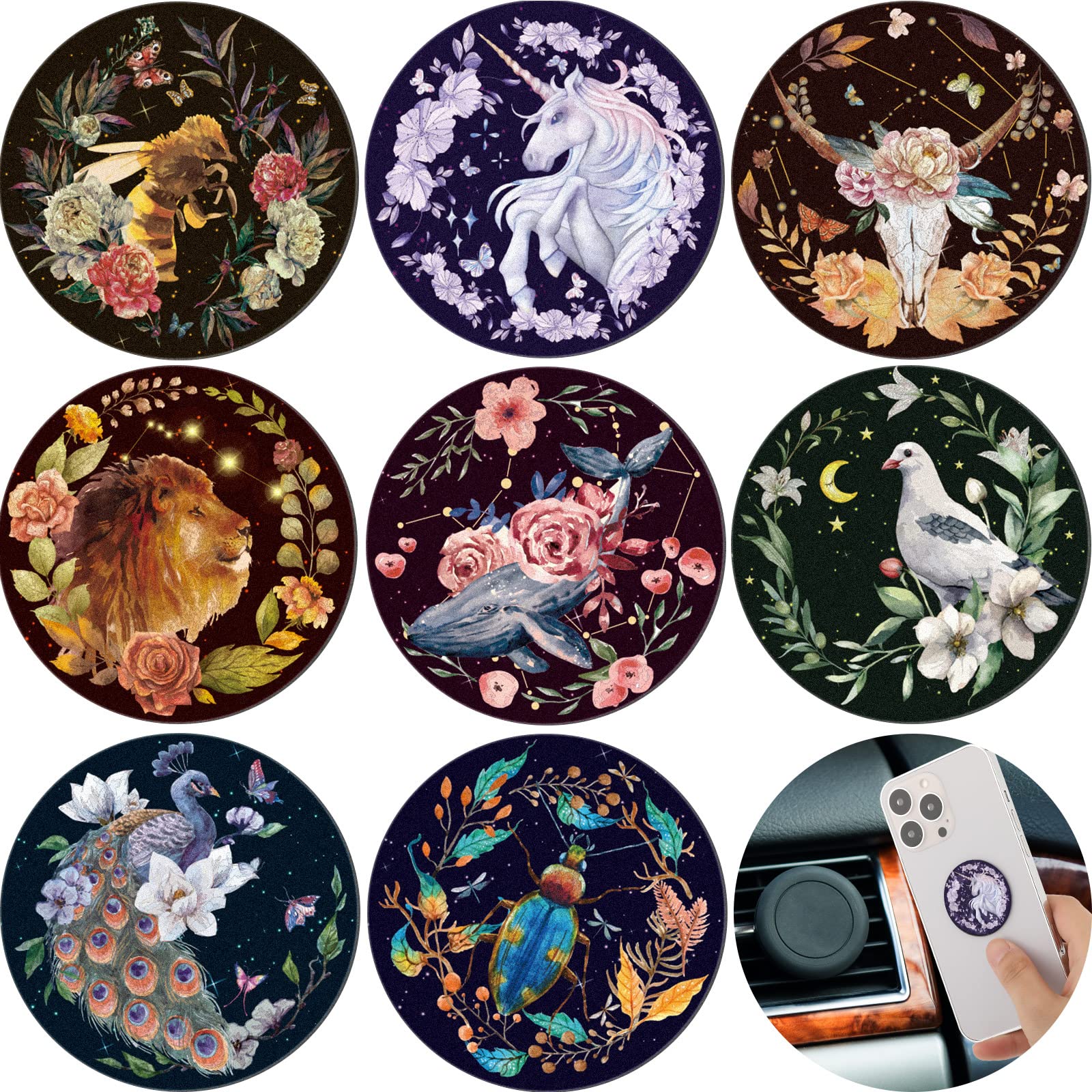 Weewooday 8 Pcs Phone Magnet Car Metal Mount Plate For Cell Holder Compatible With Magnetic Car Mounts Replacement Sticker(Unico