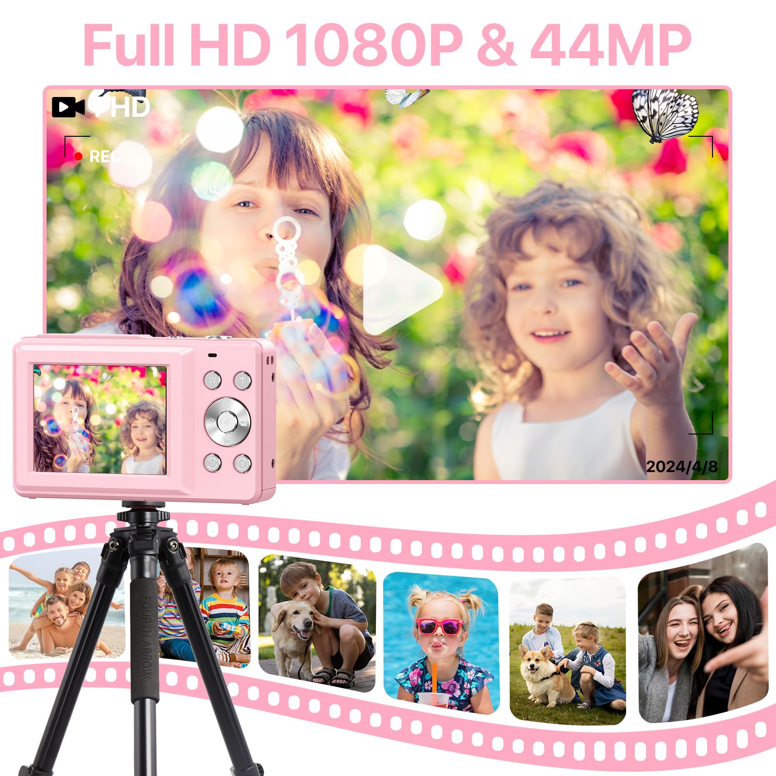 Digital Camera, Fhd 1080P Digital Camera For Kids With 32Gb Sd Card Compact Point And Shoot Camera 16X Zoom Anti Shake Portable