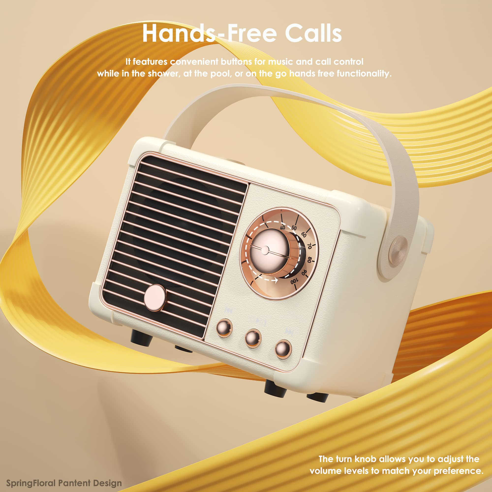 Springflora Retro Bluetooth Speaker,Wireless Vintage Small Speaker With Stereo Sound,Hands Free Call,400Ma Battery,Tf Card, Aux