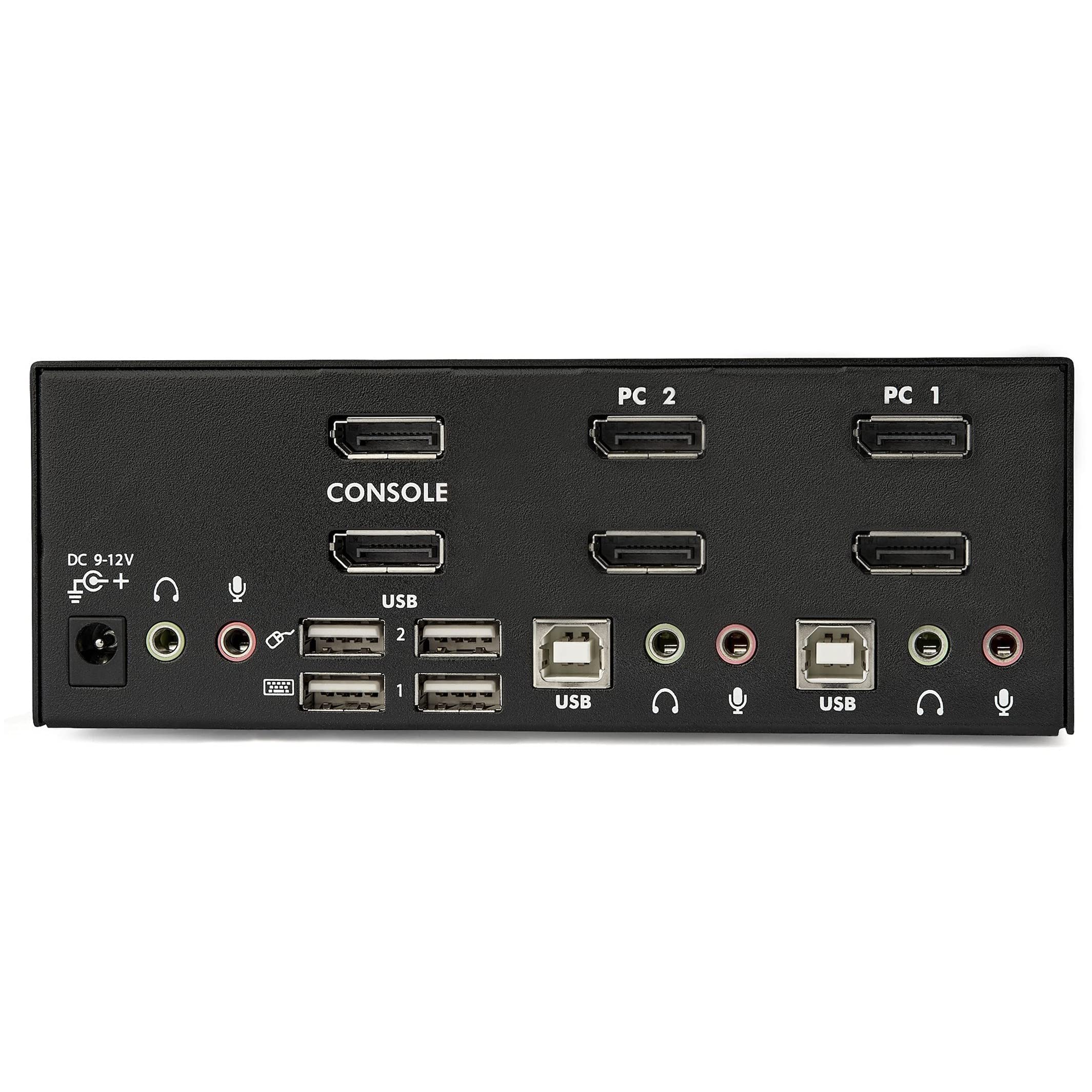 Startech.Com 2 Port Displayport Kvm Switch   Dual Monitor   4K 60   With Audio & Usb Peripheral Support   Dp 1.2   Usb Hub (Sv23